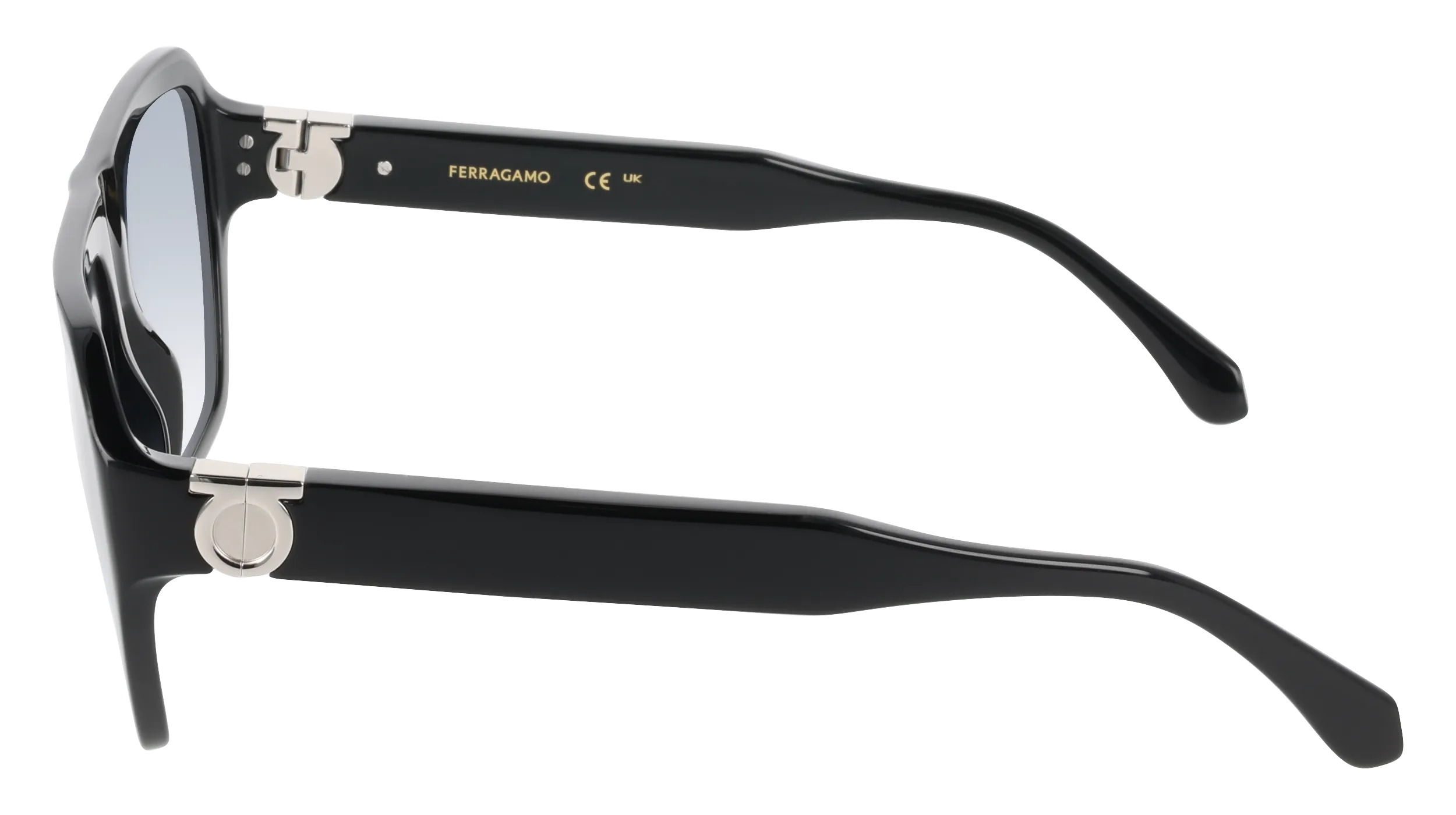 Ferragamo SF2080SLBI 1 Occhiali da sole Acetato Nero Azzurro Squadrata Normale Sfumato - immagine 3