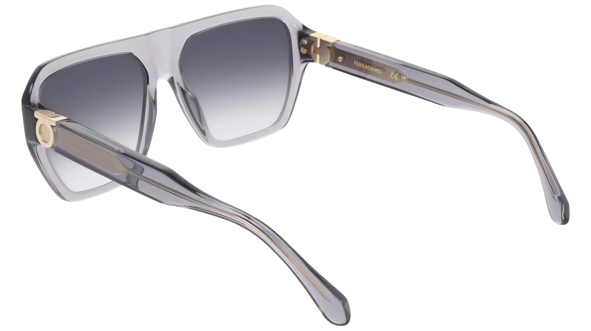 Ferragamo SF2080SLBI 020 Occhiali da sole Acetato Grigio Squadrata Normale Sfumato - immagine 4