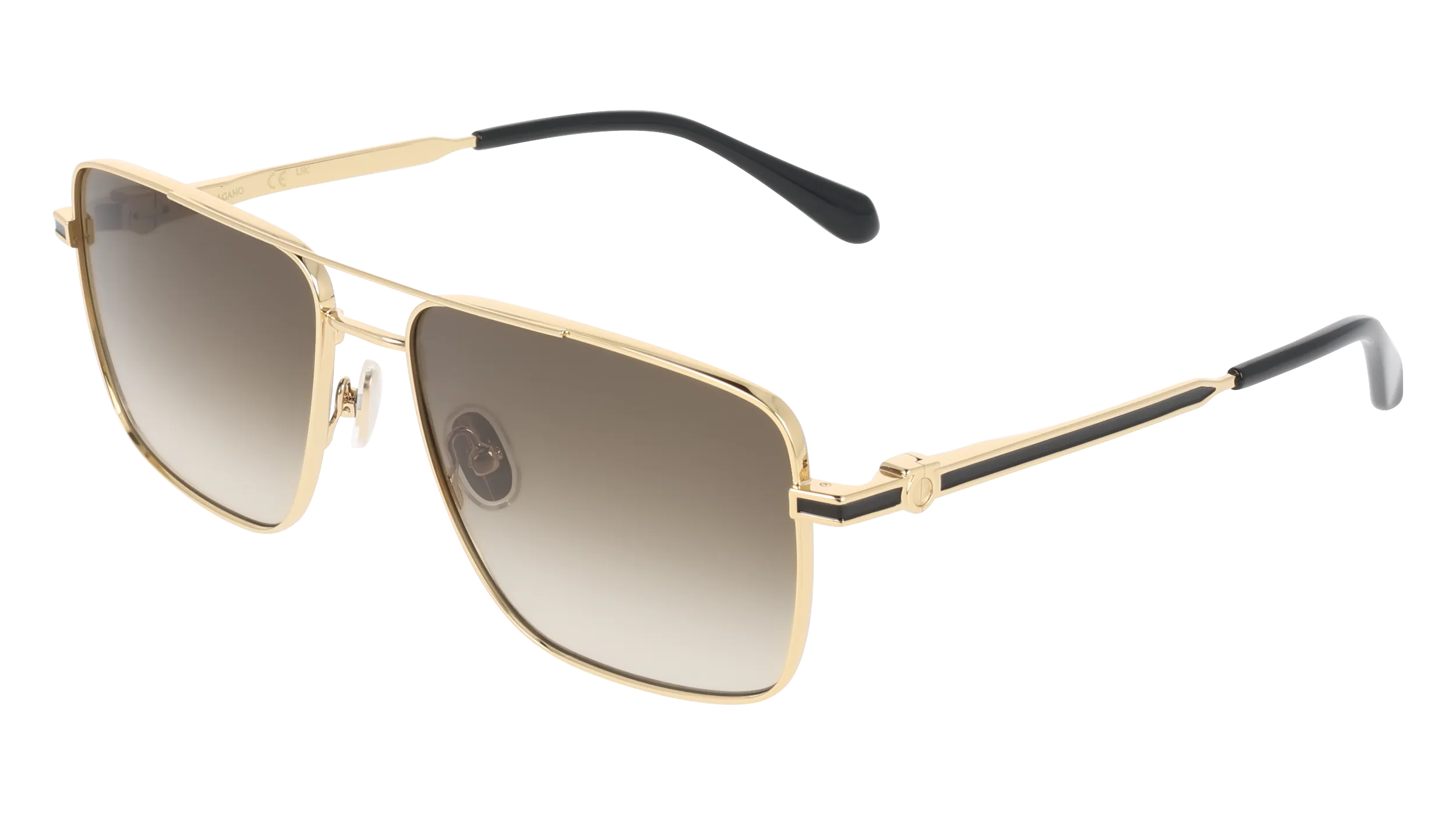 Ferragamo SF329SLBI 710 Occhiali da sole Metallo Oro Marrone Squadrata Normale - immagine 1
