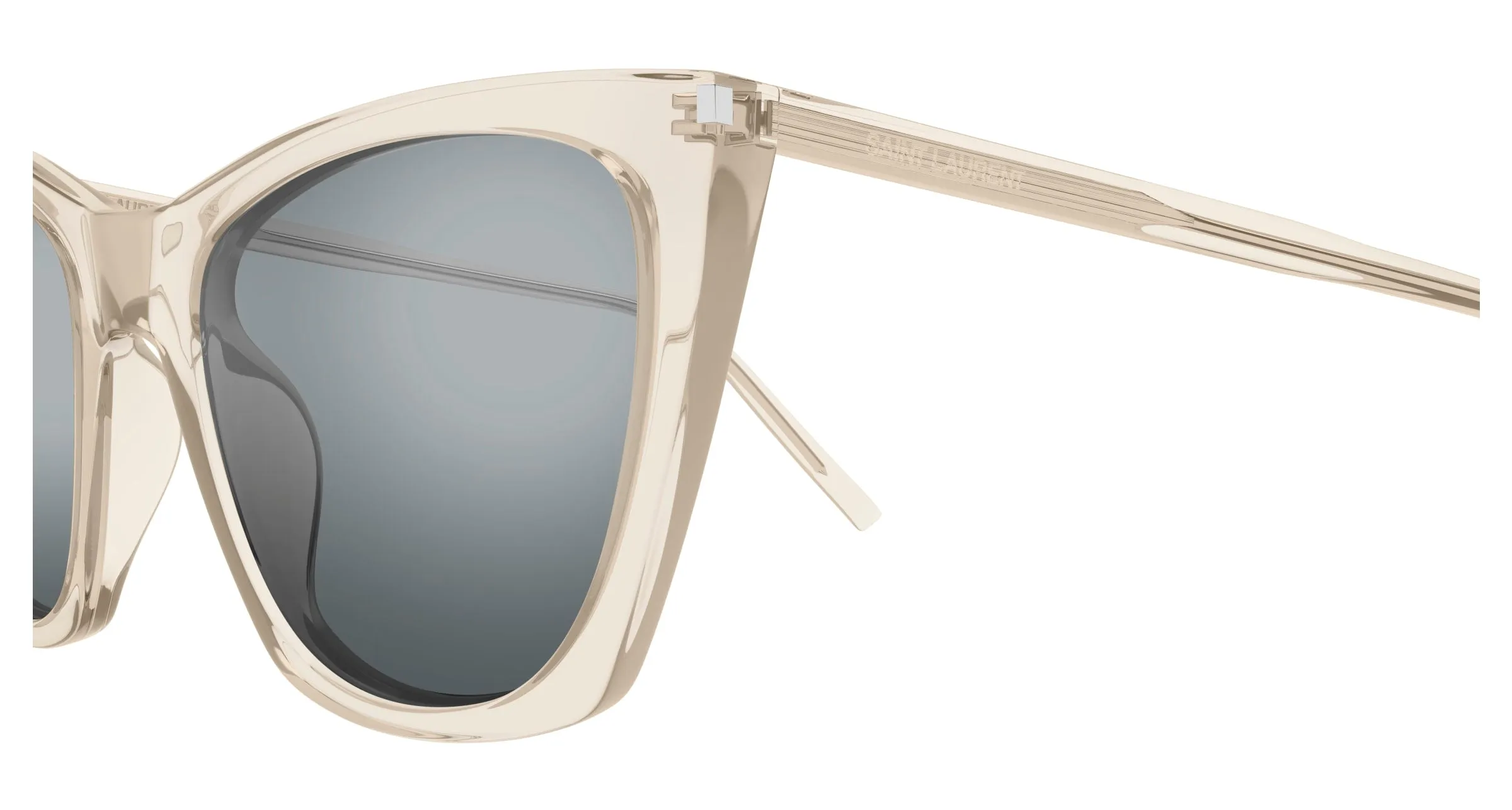 SAINT LAURENT SL 214 KATE THIN 004 Occhiali da sole Acetato Beige Argento Cat Eye - immagine 3