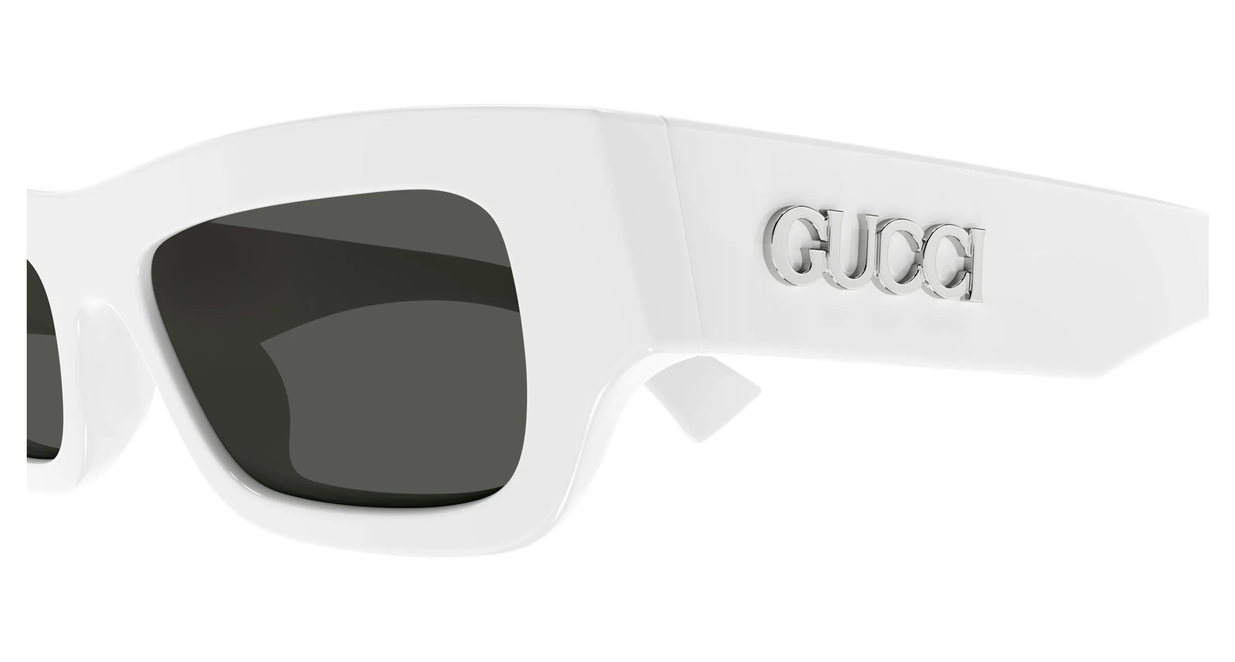 Gucci GG1839S 005 Occhiali da sole Acetato Bianco Grigio Squadrata - immagine 3