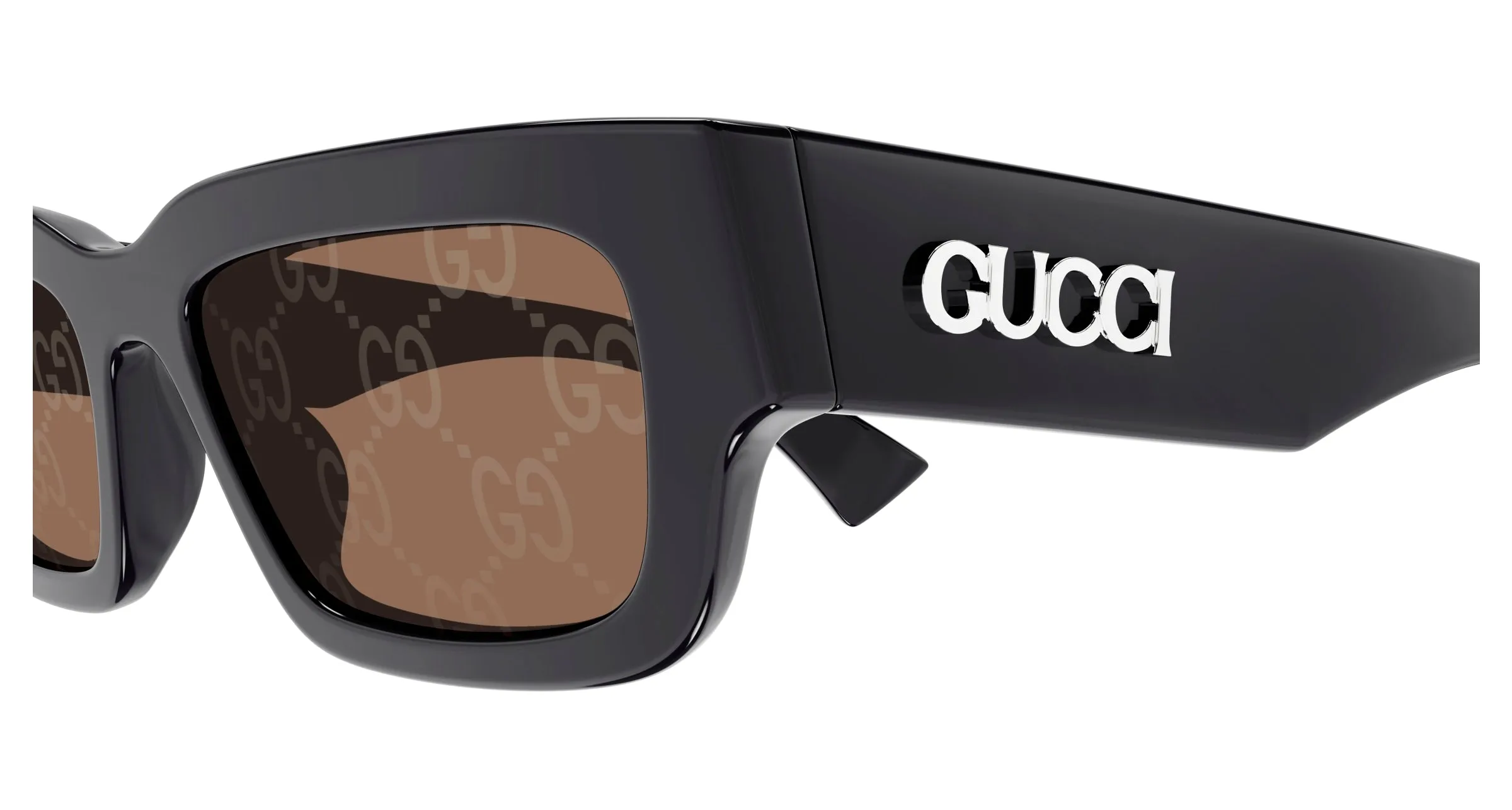 Gucci GG1838S 005 Occhiali da sole Acetato Grigio Marrone Squadrata - immagine 3