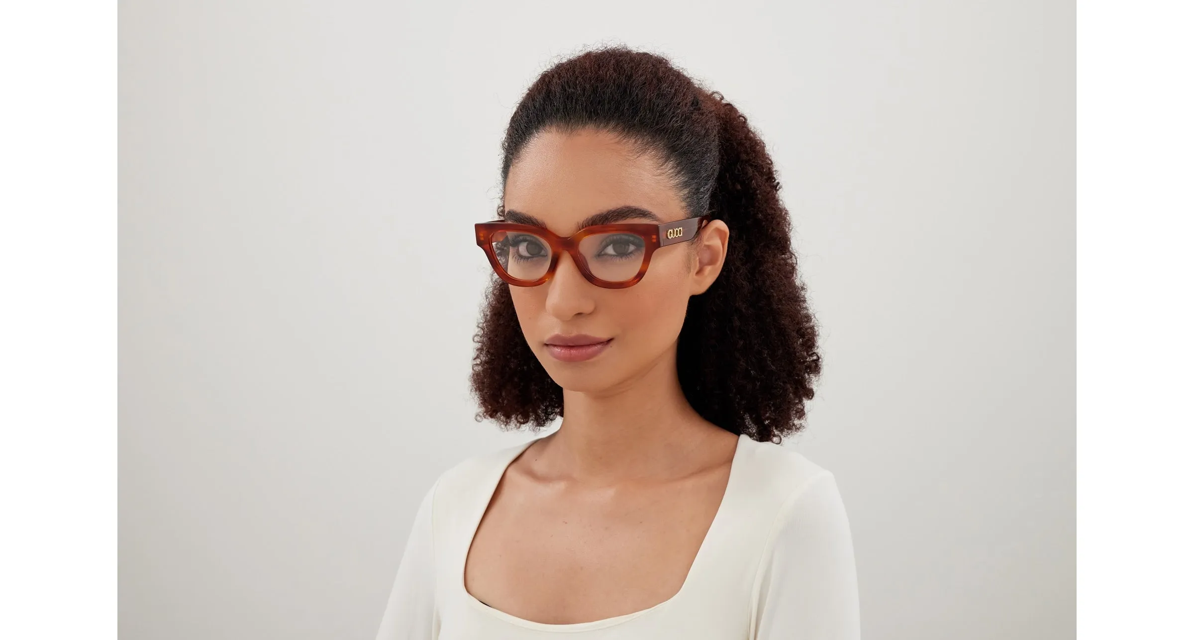 Gucci GG1837O 002 Montature da vista Acetato Havana Trasparente Farfalla - immagine 4