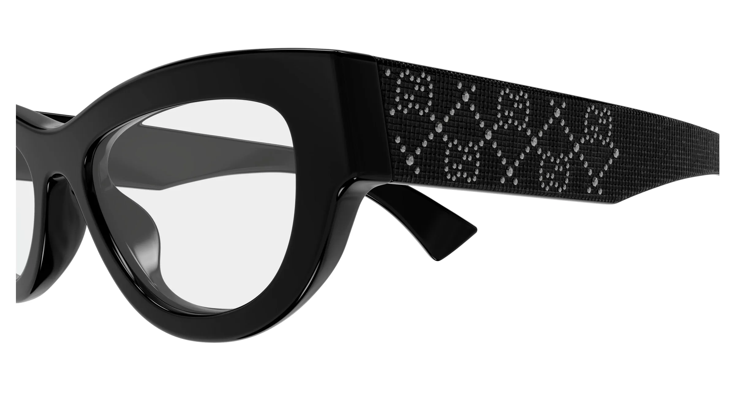Gucci GG1836O 004 Montature da vista Acetato Nero Trasparente Cat Eye - immagine 3