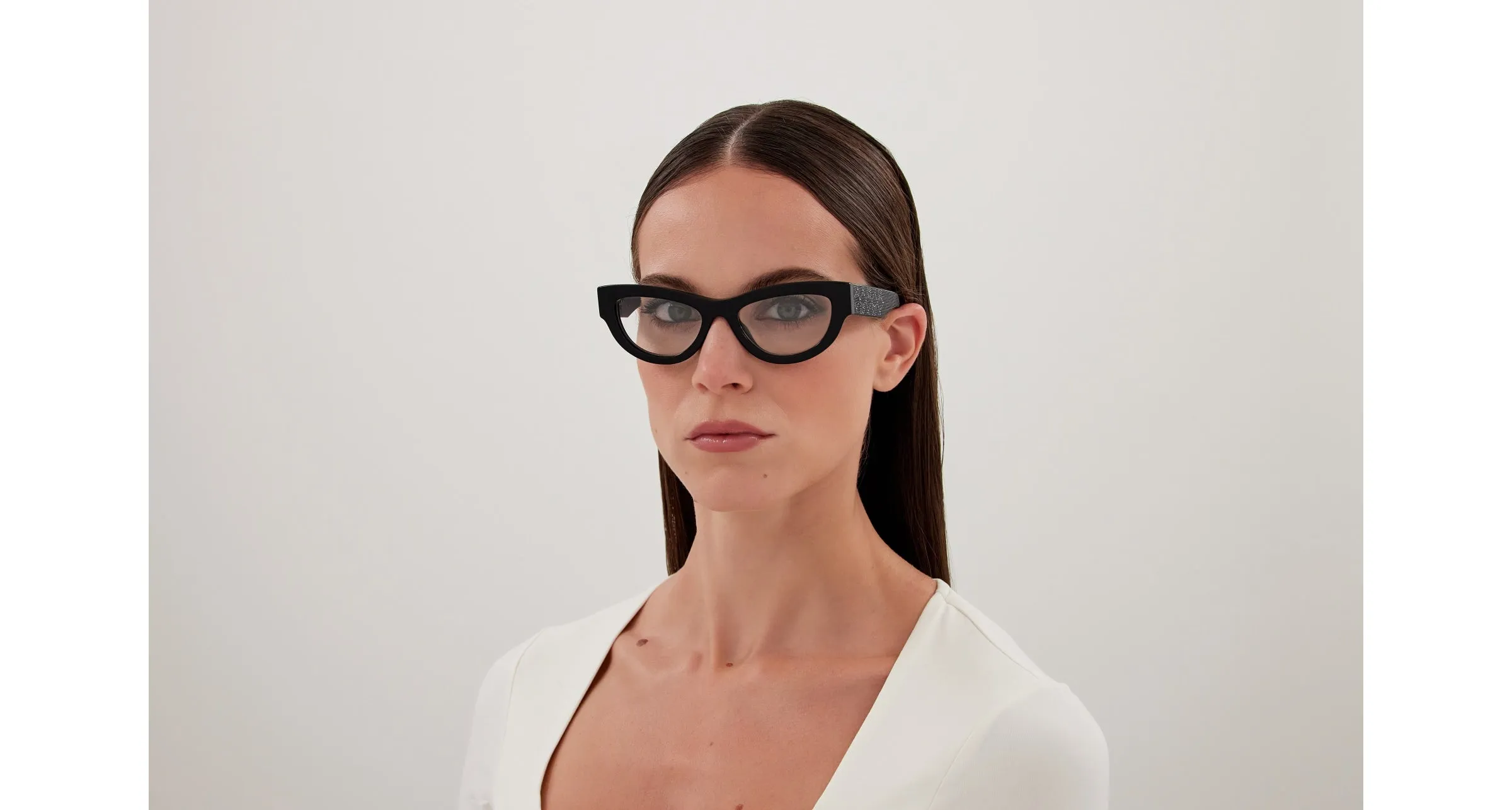 Gucci GG1836O 004 Montature da vista Acetato Nero Trasparente Cat Eye - immagine 4