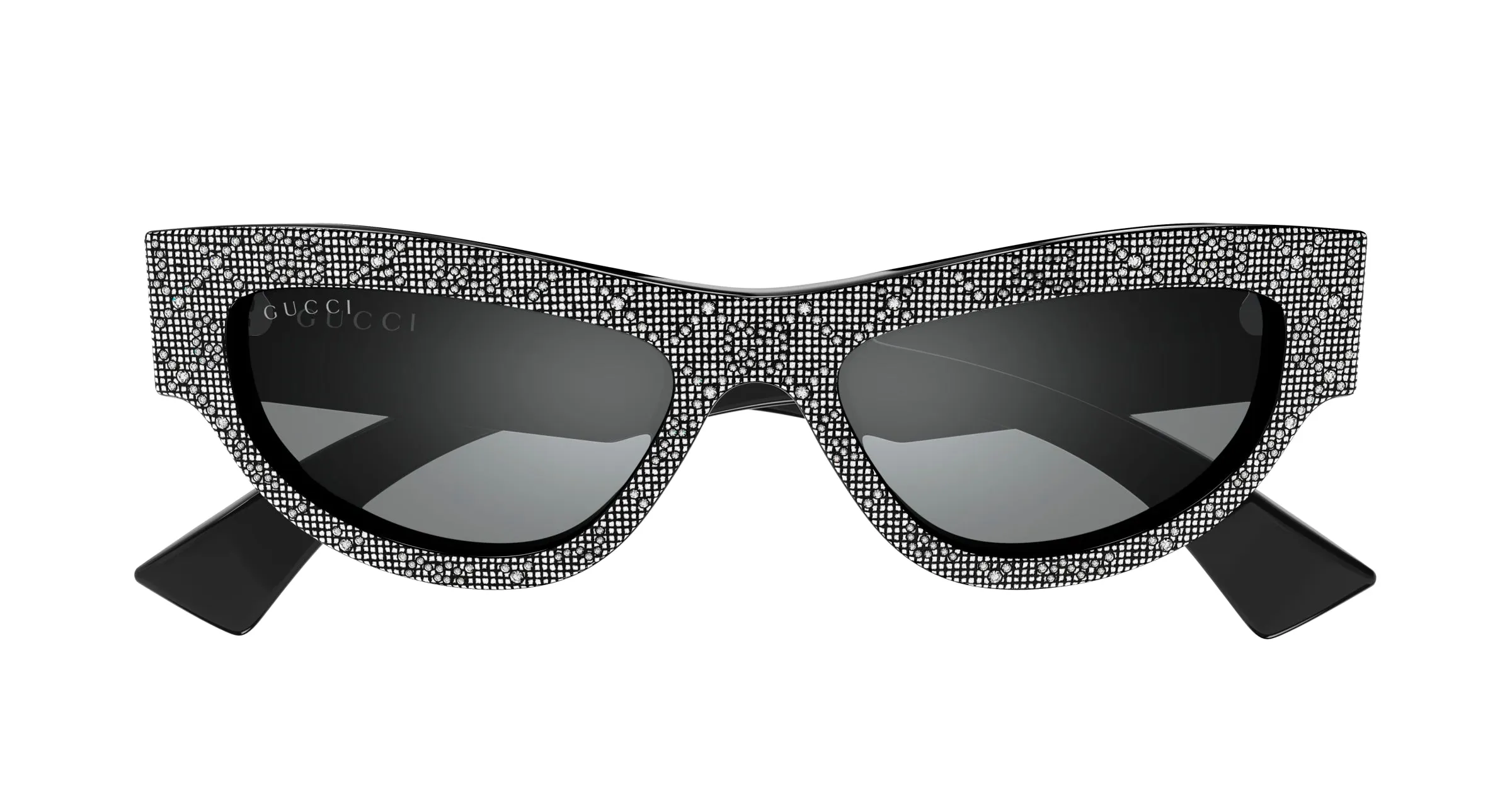 Gucci GG1834S 006 Occhiali da sole Acetato Nero Grigio Cat Eye - immagine 2