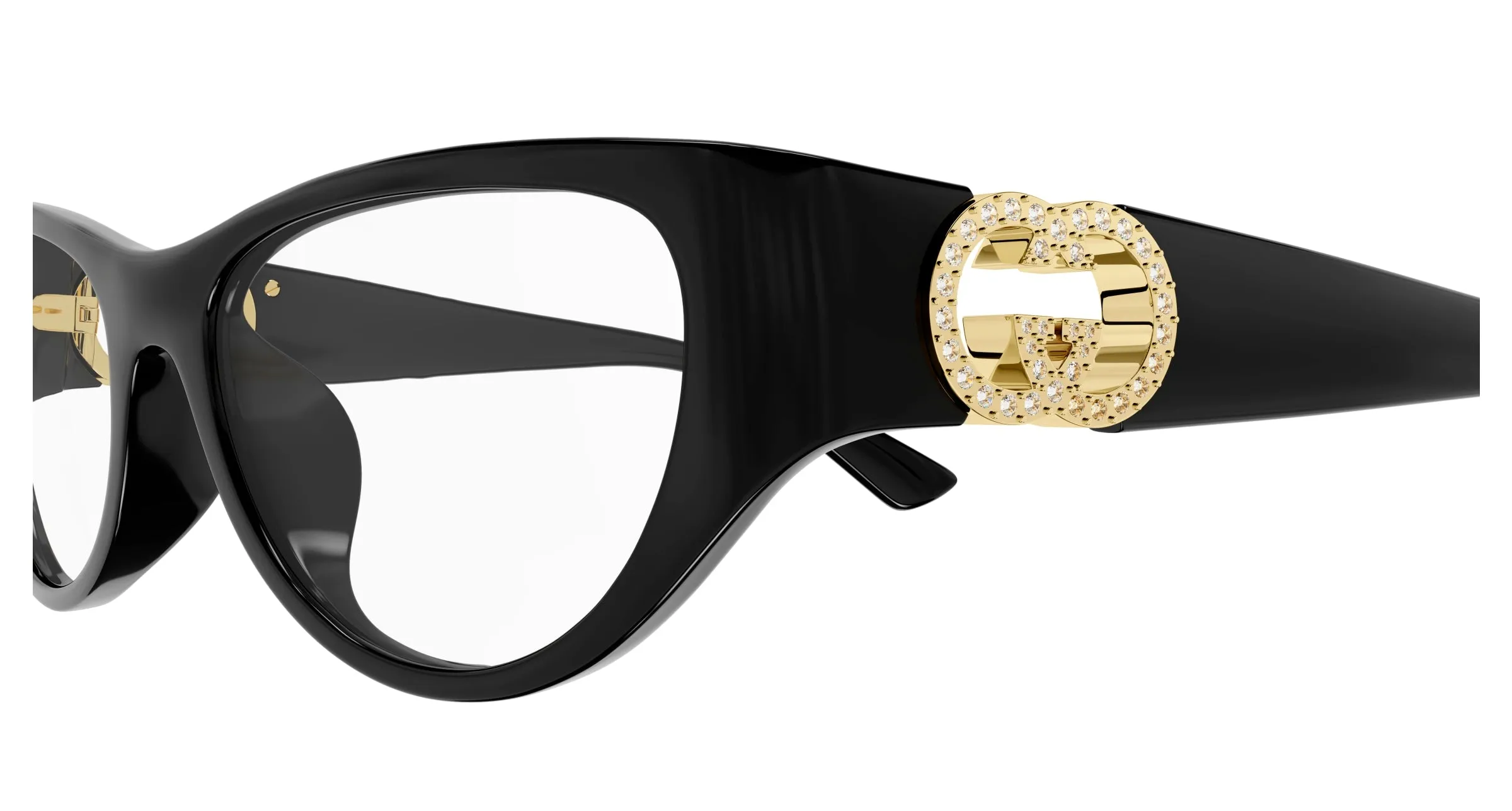 Gucci GG1825O 004 Montature da vista Iniettato Nero Trasparente Cat Eye - immagine 3