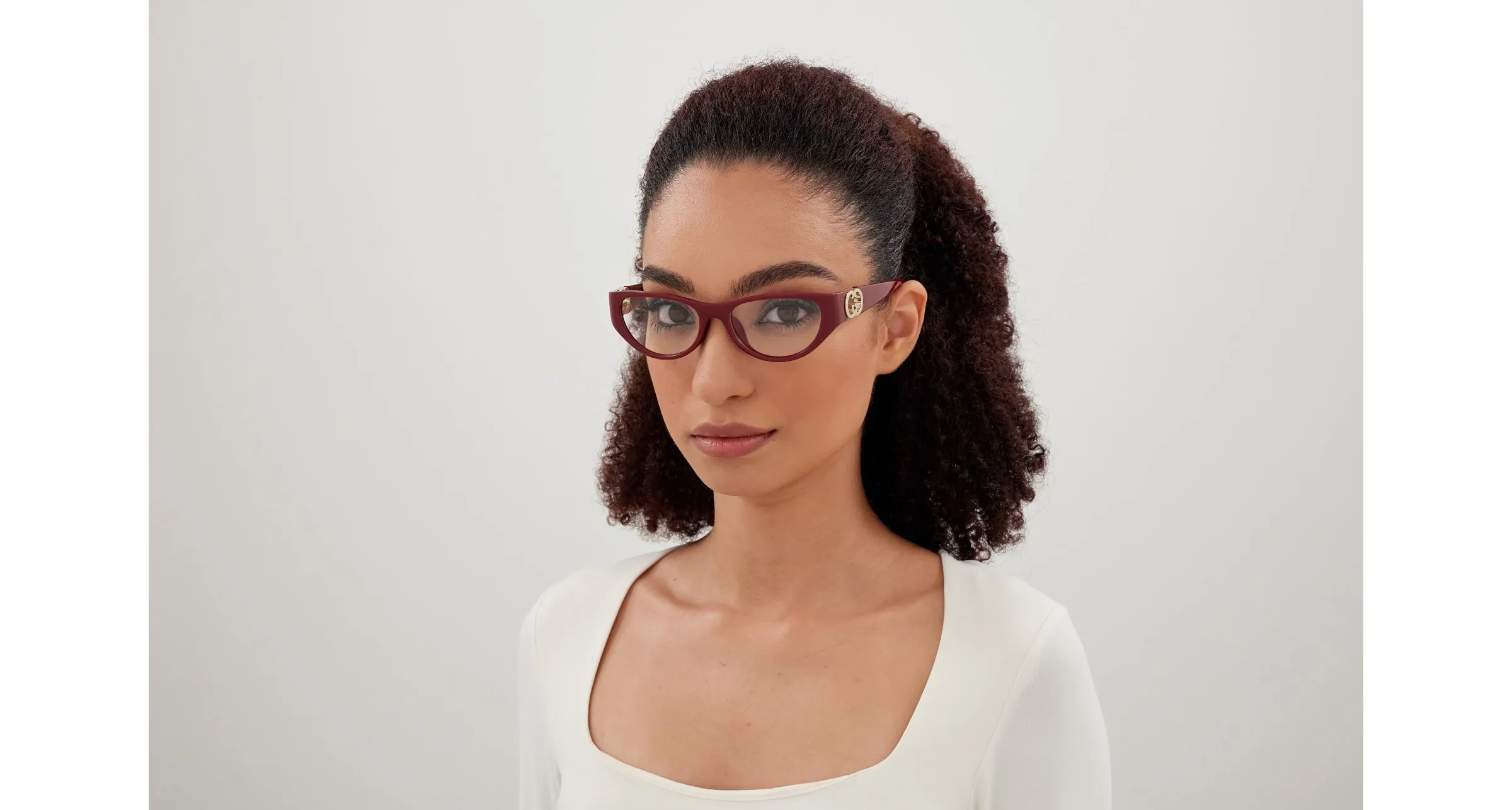 Gucci GG1825O 003 Montature da vista Iniettato Bordeaux Trasparente Cat Eye - immagine 4