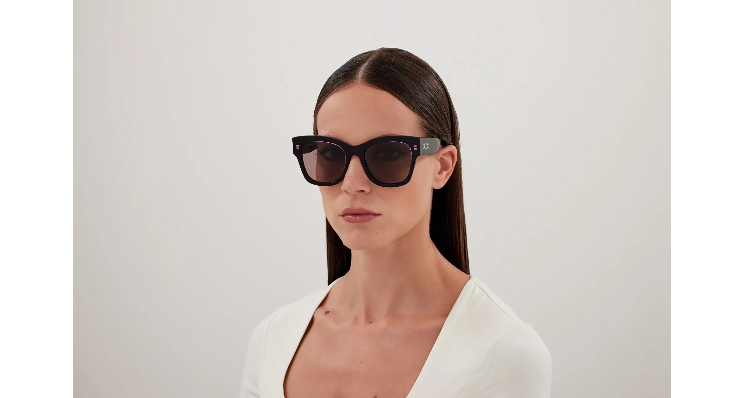 Gucci GG1789S 003 Occhiali da sole Acetato Nero Viola Farfalla - immagine 4