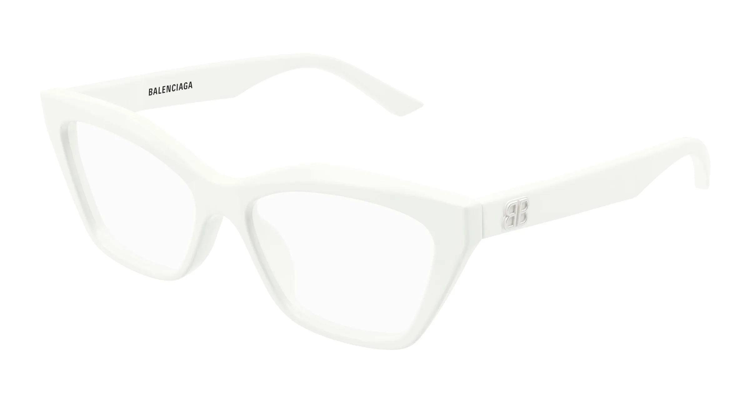 Balenciaga BB0342O 011 Montature da vista Acetato Bianco Trasparente Cat Eye - immagine 1
