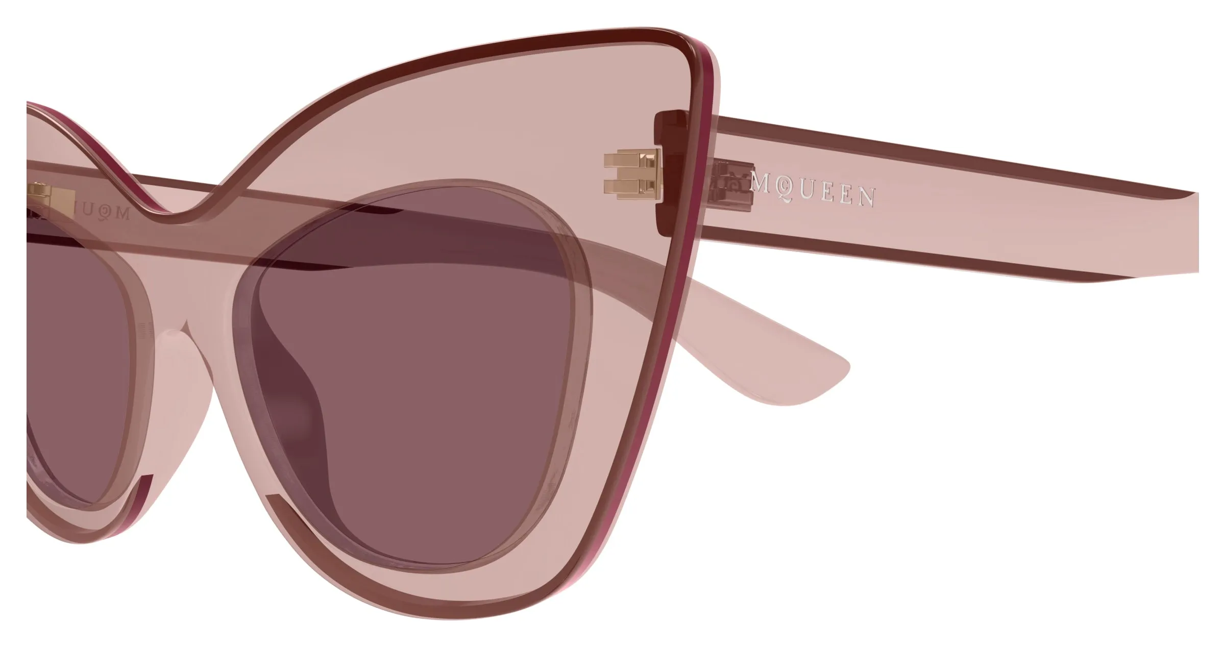 Alexander McQueen AM0516S 004 Occhiali da sole Bio-iniettato Rosa Marrone Cat Eye - immagine 3