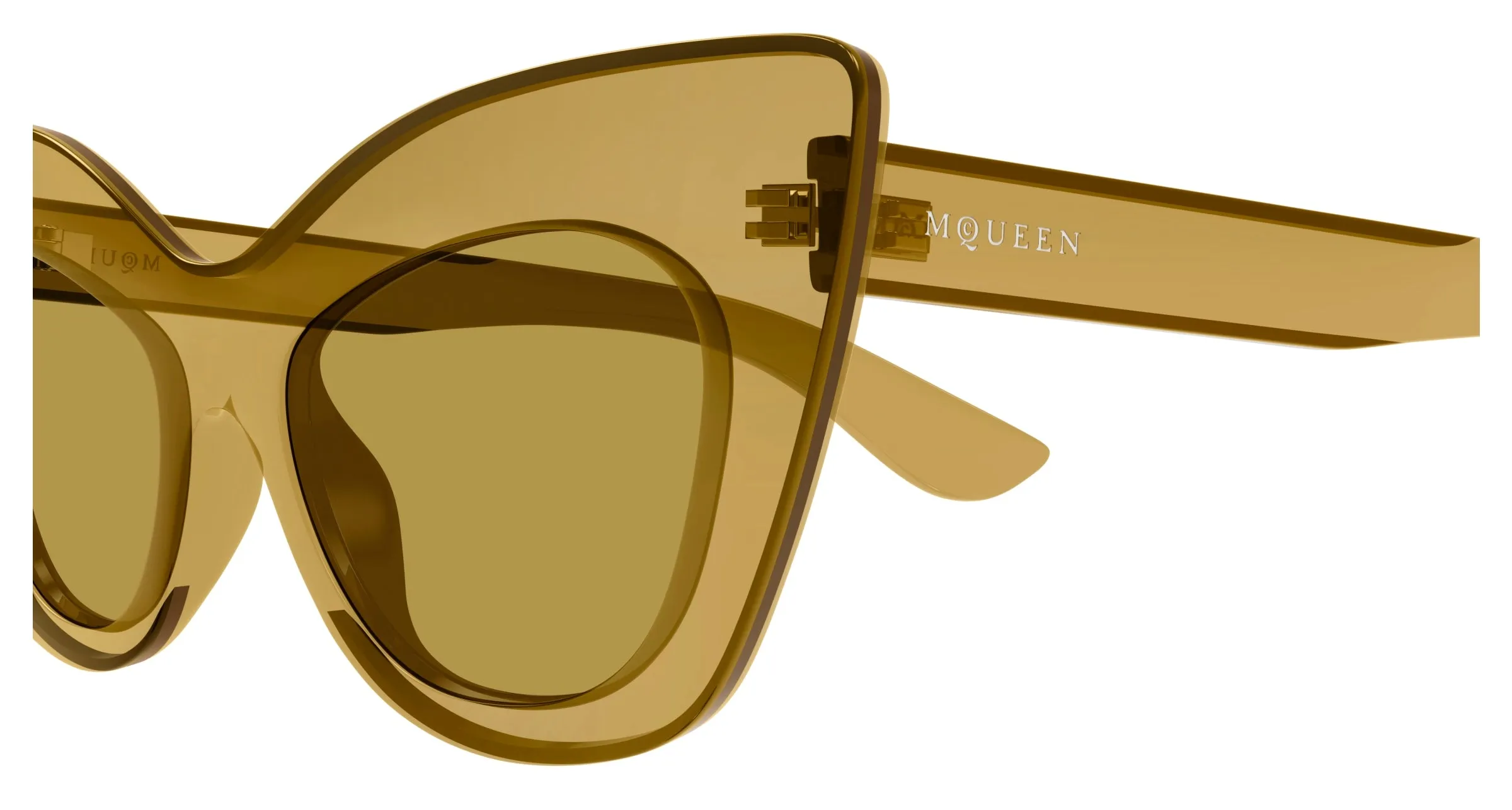Alexander McQueen AM0516S 002 Occhiali da sole Bio-iniettato Giallo Marrone Cat Eye - immagine 3