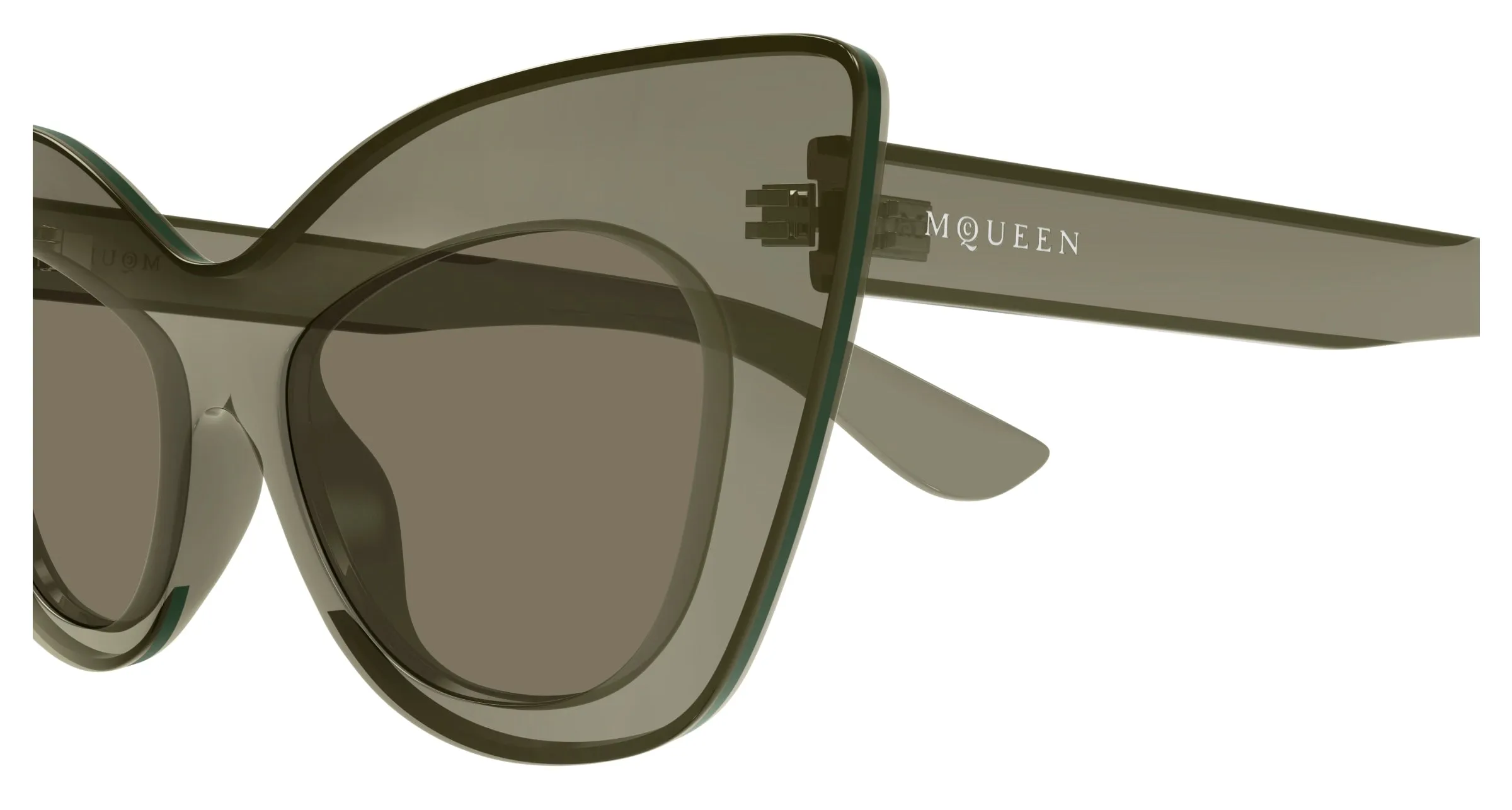 Alexander McQueen AM0516S 001 Occhiali da sole Bio-iniettato Verde Verde Cat Eye - immagine 3