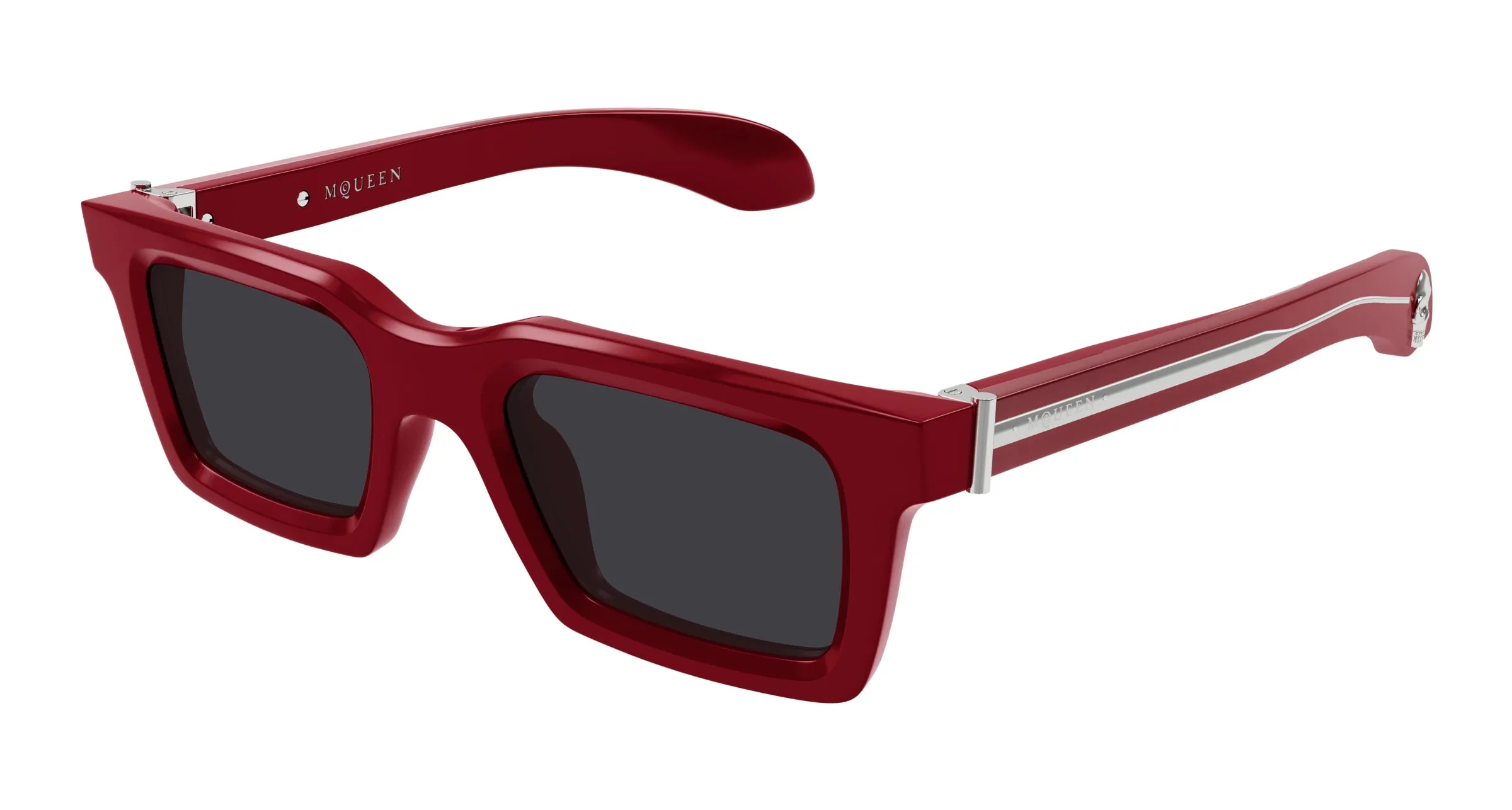 Alexander McQueen AM0506S 005 Occhiali da sole Acetato Rosso Grigio Squadrata - immagine 1