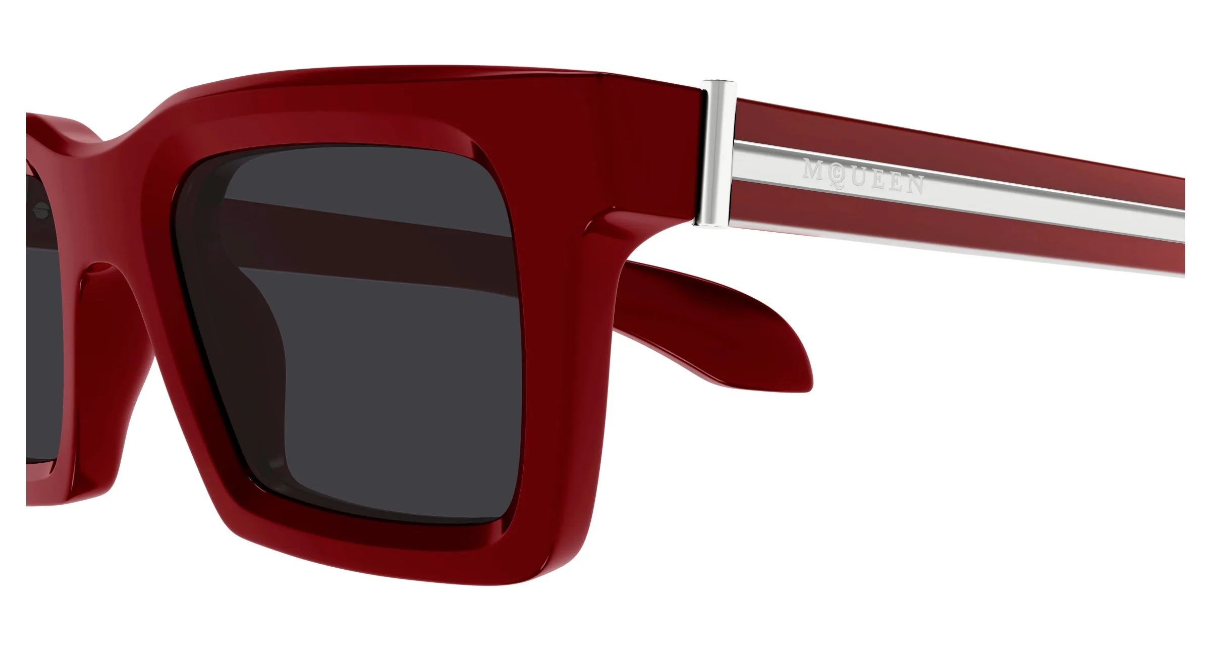 Alexander McQueen AM0506S 005 Occhiali da sole Acetato Rosso Grigio Squadrata - immagine 3
