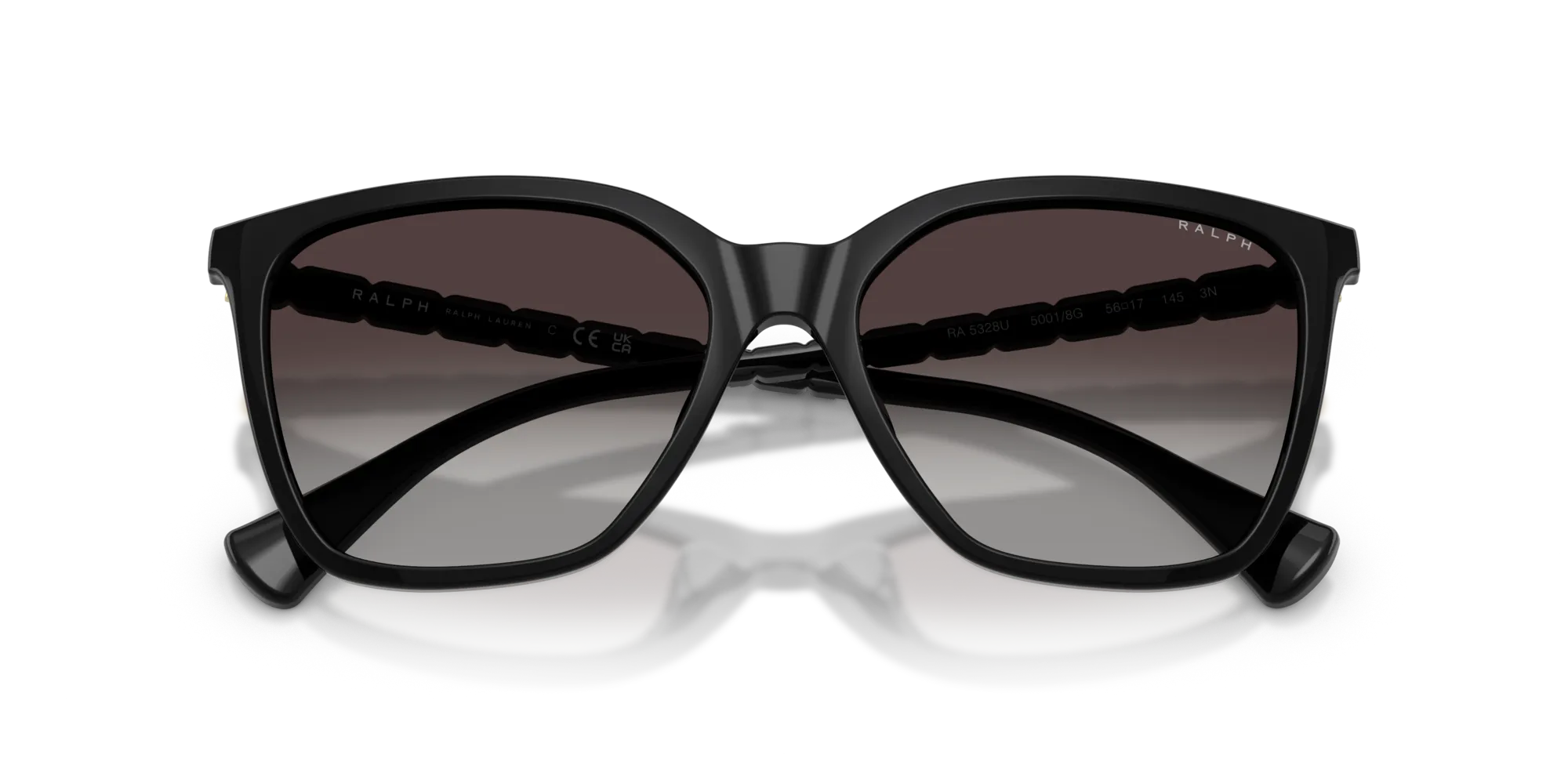 Ralph Lauren RA5328U 50018G Occhiali da sole Iniettato Nero Grigio Squadrata Normale Sfumato - immagine 2
