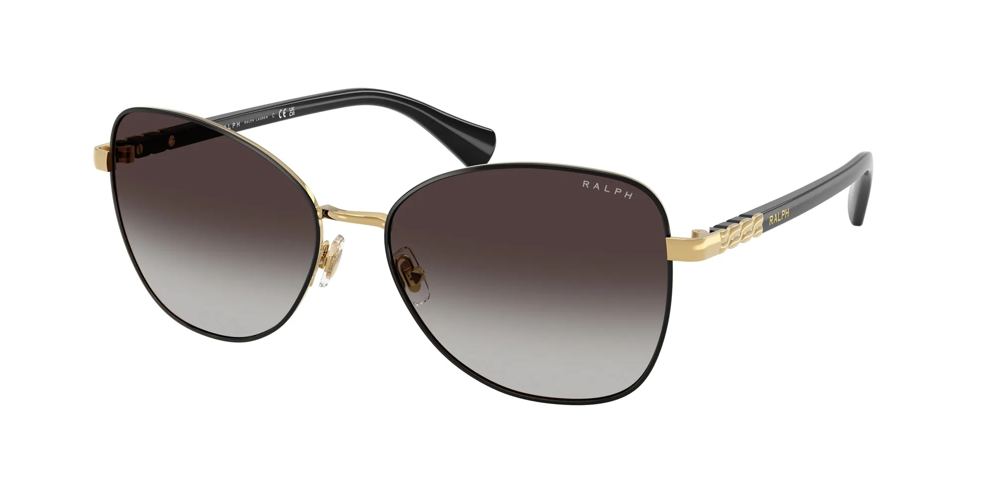 Ralph Lauren RA4147 94438G Occhiali da sole Metallo Nero Grigio Farfalla Normale Sfumato - immagine 1