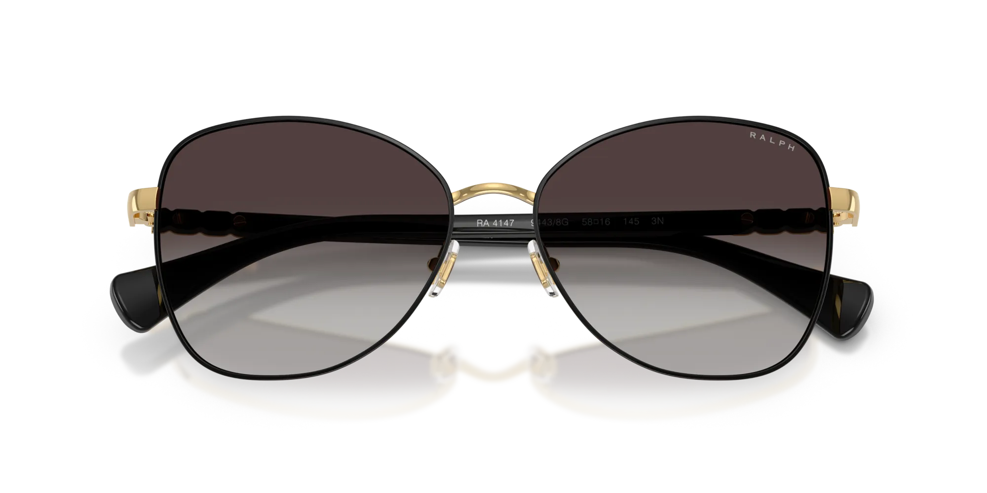 Ralph Lauren RA4147 94438G Occhiali da sole Metallo Nero Grigio Farfalla Normale Sfumato - immagine 2