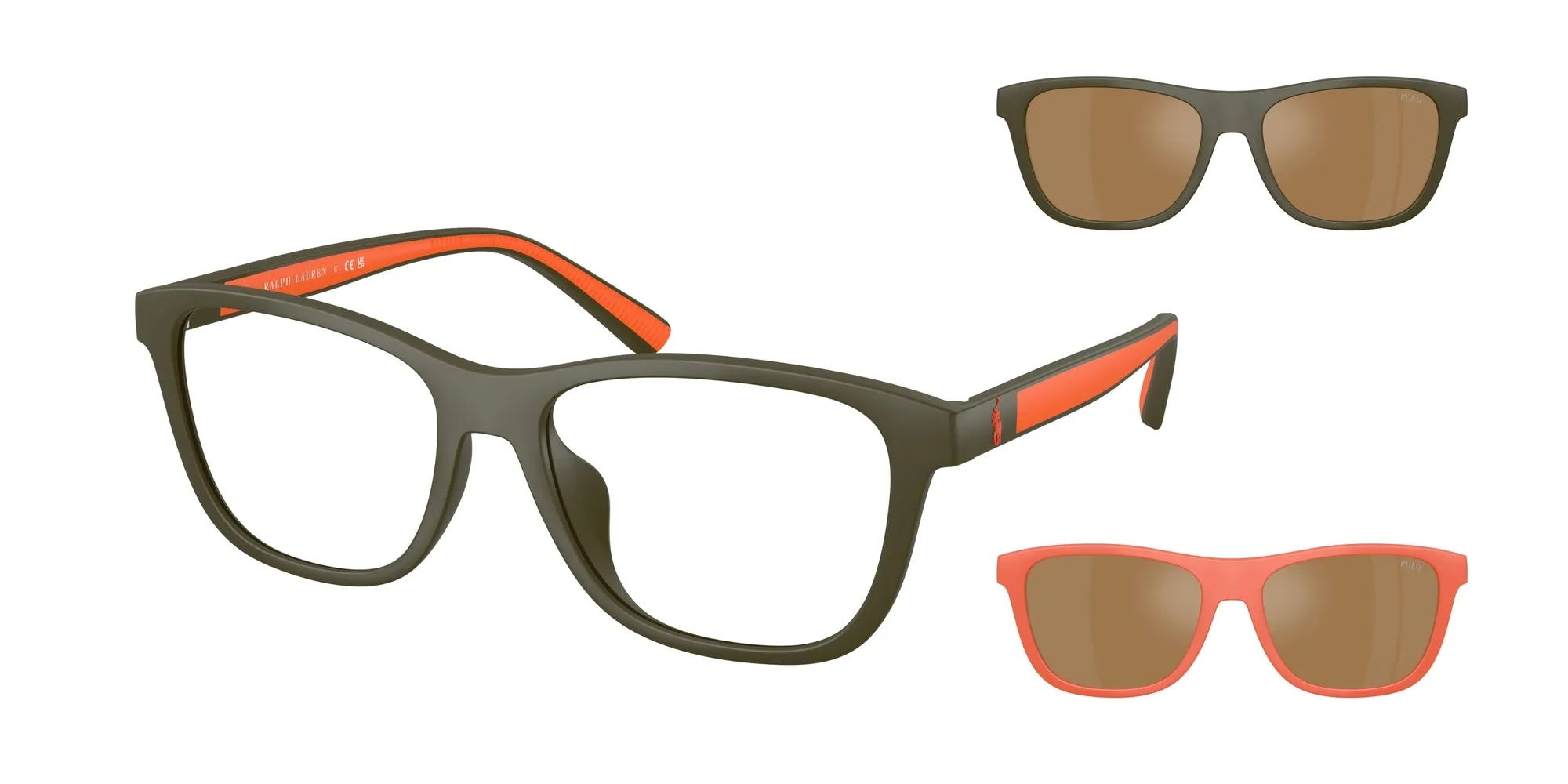 Polo Ralph Lauren PH4228U 5216F9 Occhiali da sole Iniettato Verde Marrone Squadrata Specchiate - immagine 1