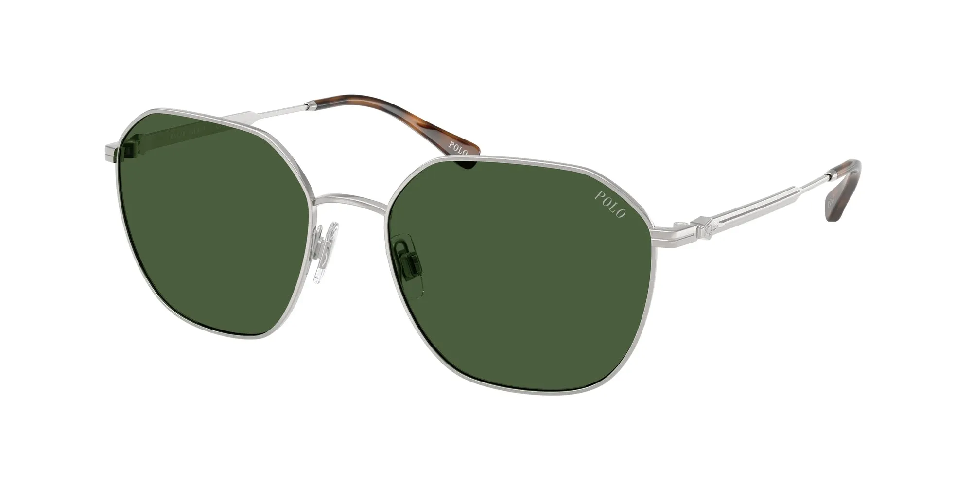 Polo Ralph Lauren PH3160 942371 Occhiali da sole Metallo Argento Verde Geometrica Normale - immagine 1