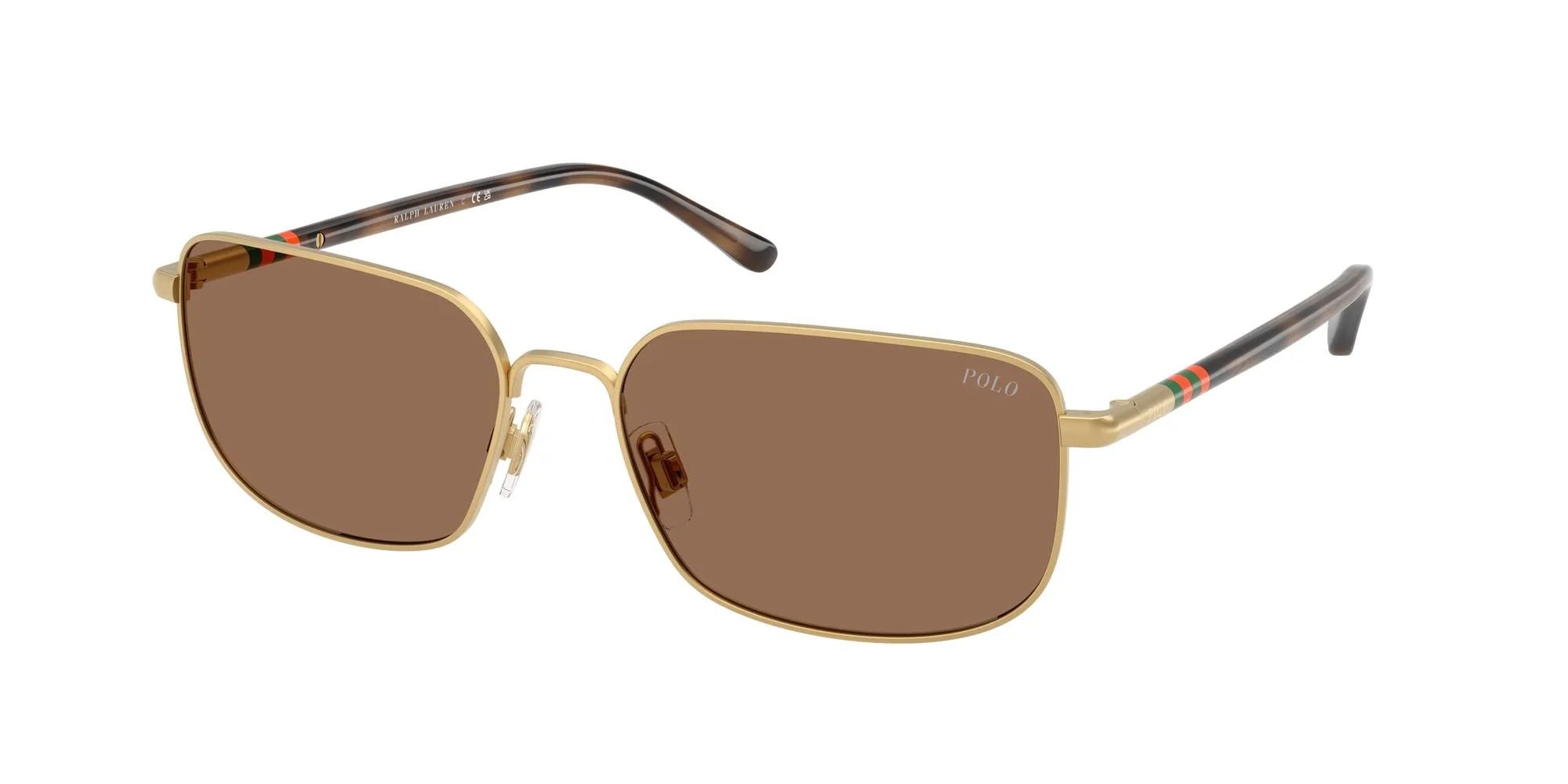 Polo Ralph Lauren PH3159 947773 Occhiali da sole Metallo Oro Marrone Squadrata Normale - immagine 1