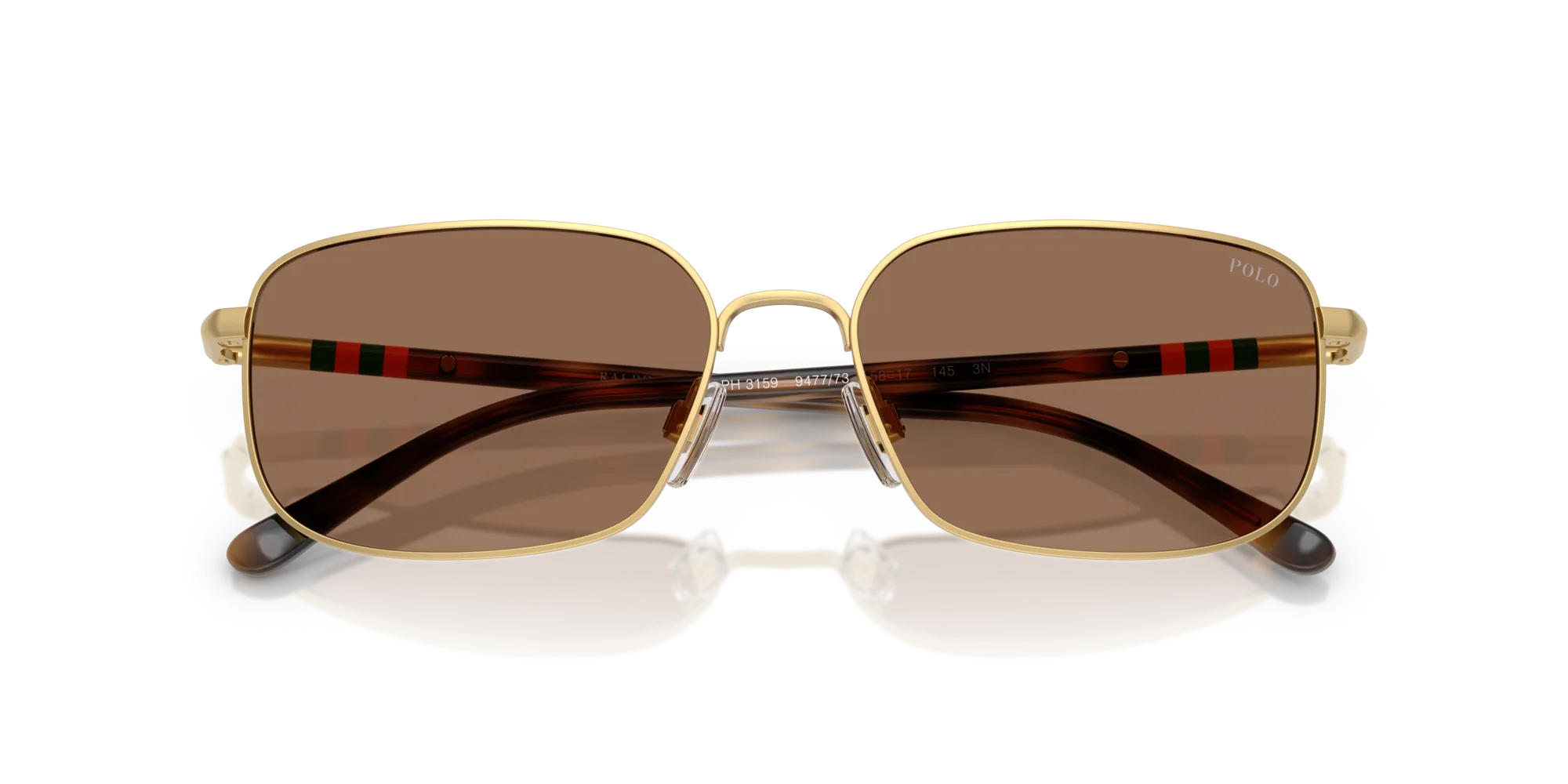 Polo Ralph Lauren PH3159 947773 Occhiali da sole Metallo Oro Marrone Squadrata Normale - immagine 2