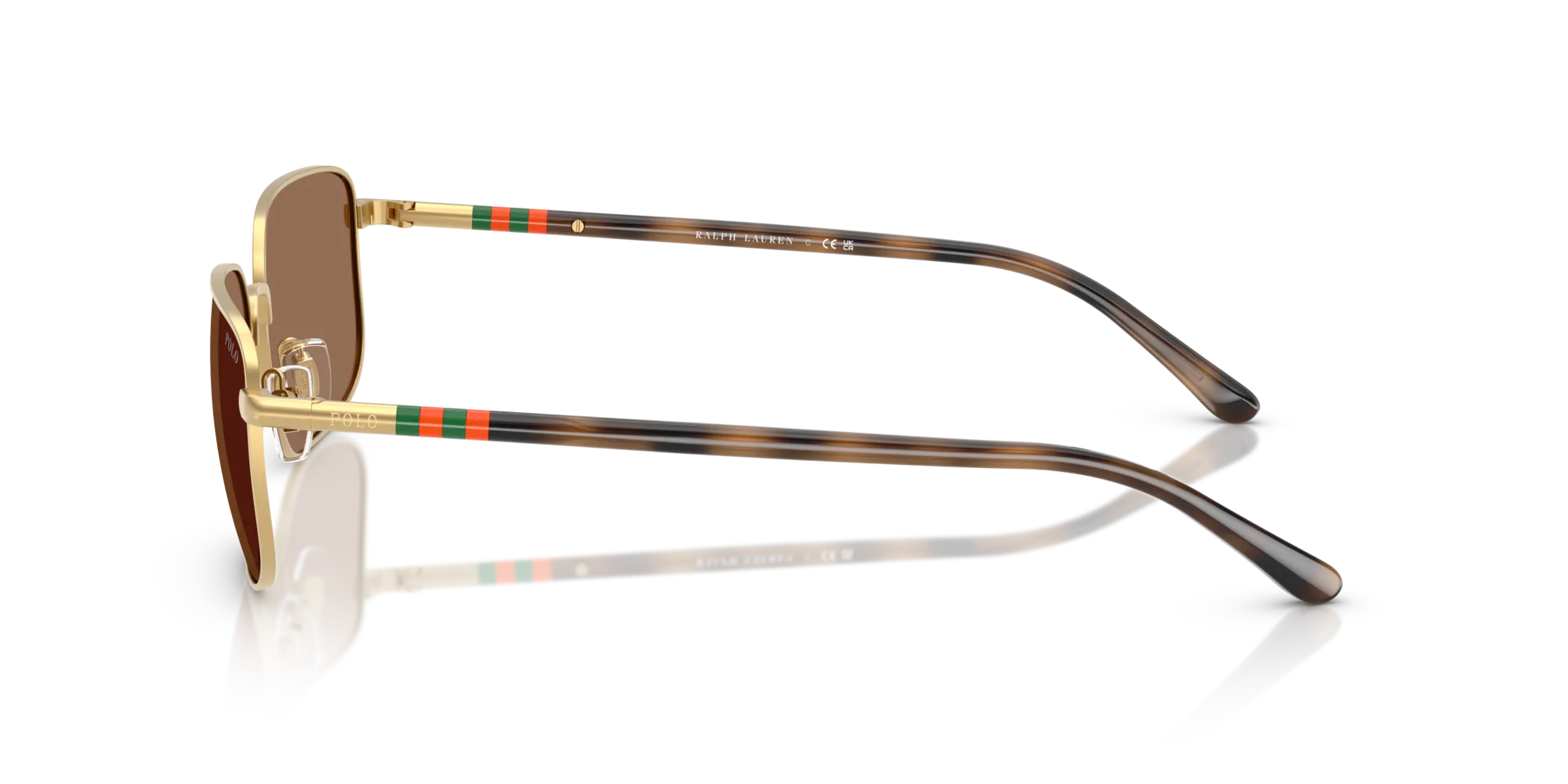 Polo Ralph Lauren PH3159 947773 Occhiali da sole Metallo Oro Marrone Squadrata Normale - immagine 4