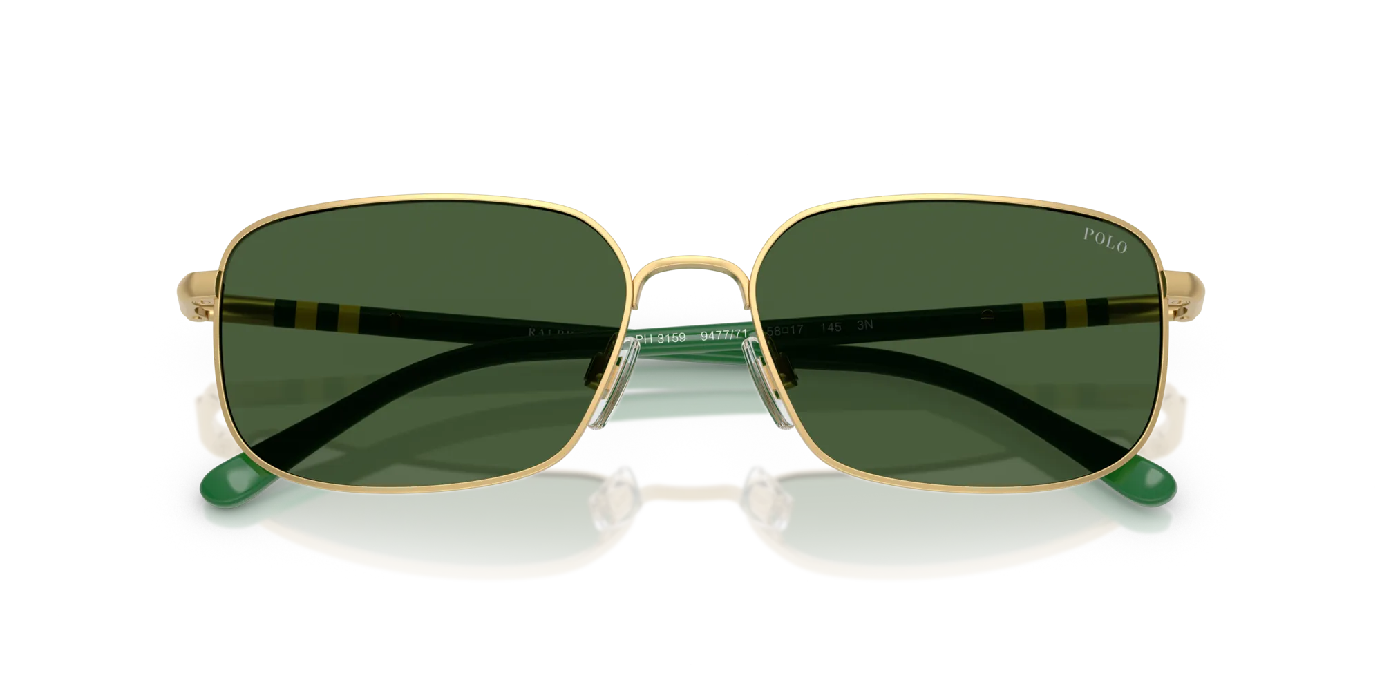 Polo Ralph Lauren PH3159 947771 Occhiali da sole Metallo Oro Verde Squadrata Normale - immagine 2