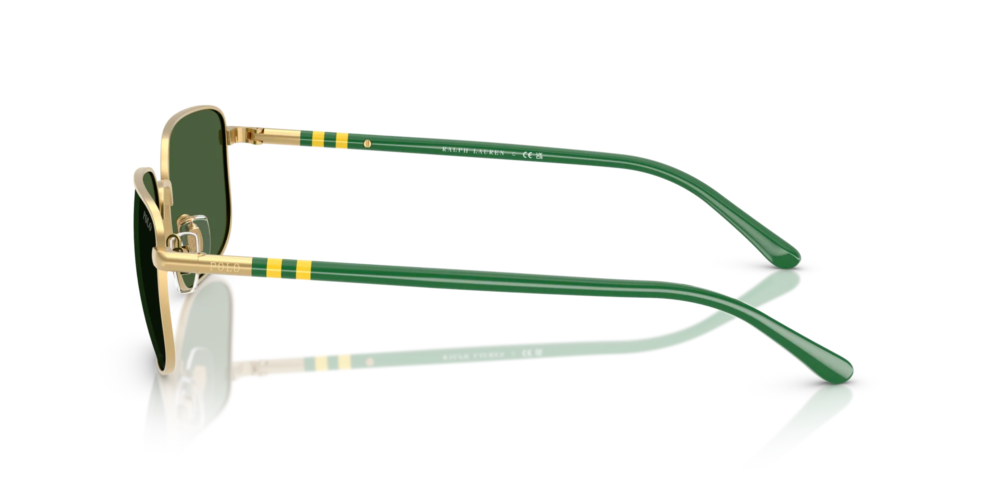 Polo Ralph Lauren PH3159 947771 Occhiali da sole Metallo Oro Verde Squadrata Normale - immagine 4