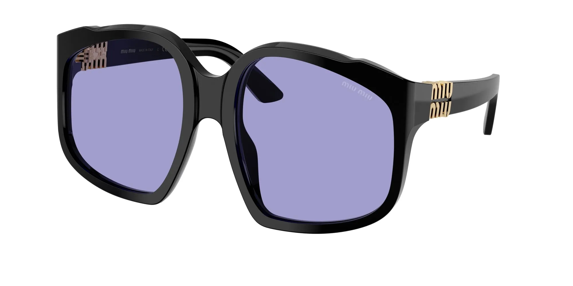 Miu Miu MU A07S 16K01O Occhiali da sole Acetato Nero Viola Geometrica Normale - immagine 1