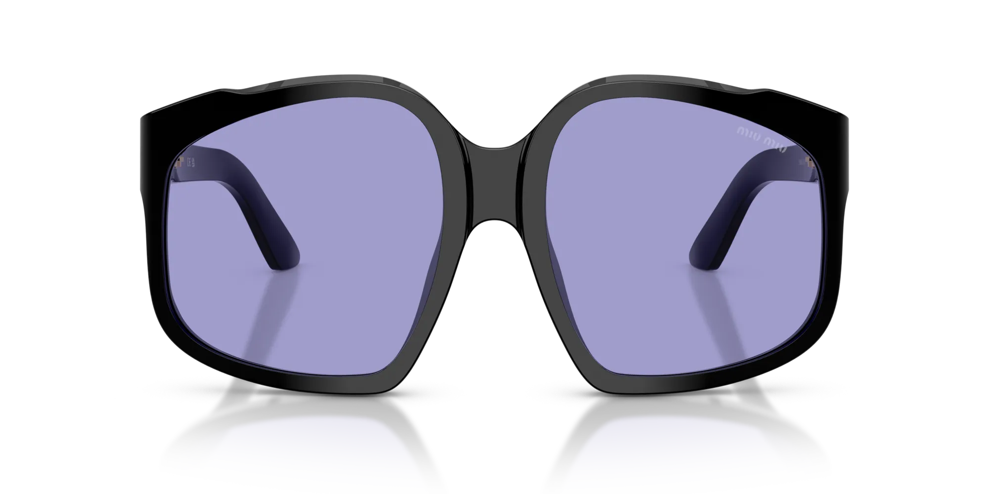 Miu Miu MU A07S 16K01O Occhiali da sole Acetato Nero Viola Geometrica Normale - immagine 3