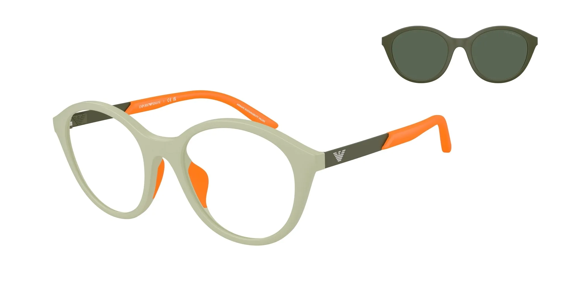 Emporio Armani EK4005U 62761W Occhiali da sole Iniettato Verde Trasparente Rotonda Normale - immagine 1