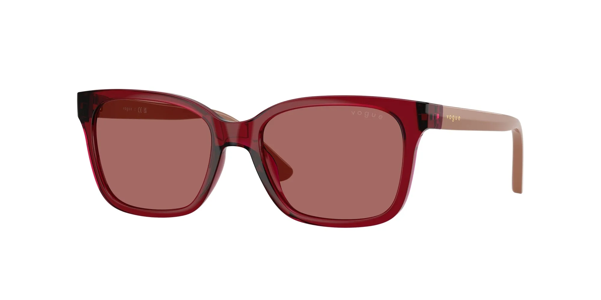 VOGUE EYEWEAR VJ2027 306669 Occhiali da sole Nylon Rosso Viola Squadrata Normale - immagine 1