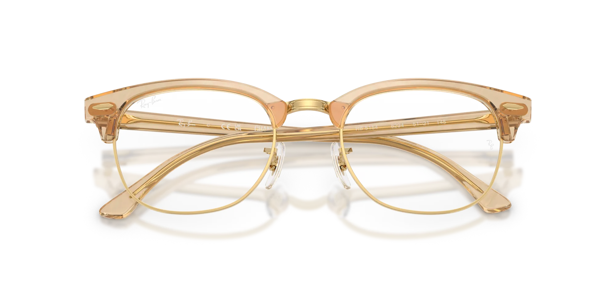 Ray - Ban RX5154 CLUBMASTER 8294 Montature da vista Acetato Marrone Trasparente Squadrata Normale - immagine 2