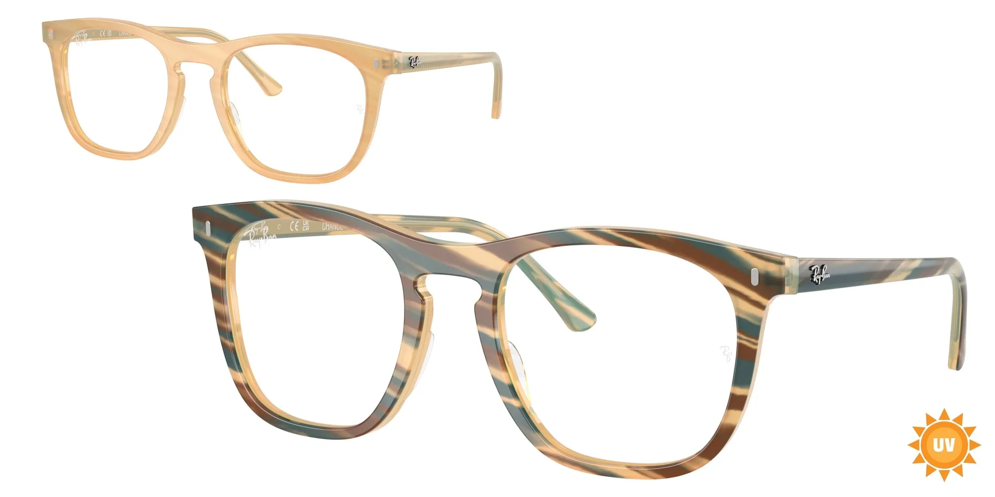 Ray - Ban RX2210V 8383 Montature da vista Acetato Marrone Trasparente Squadrata Normale - immagine 1