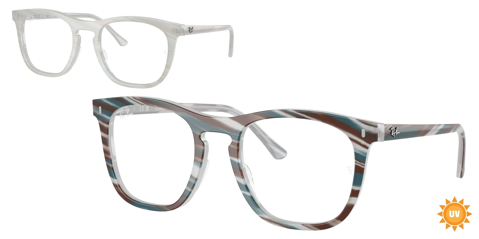 Ray - Ban RX2210V 8382 Montature da vista Acetato Blu Trasparente Squadrata Normale - immagine 1