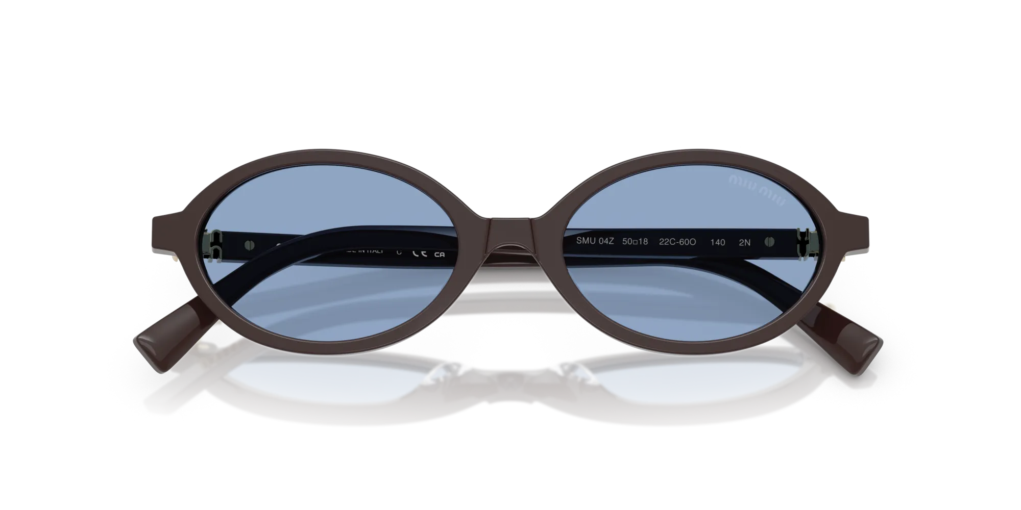 Miu Miu MU 04ZS 22C60O Occhiali da sole Acetato Marrone Blu Rotonda Normale - immagine 2