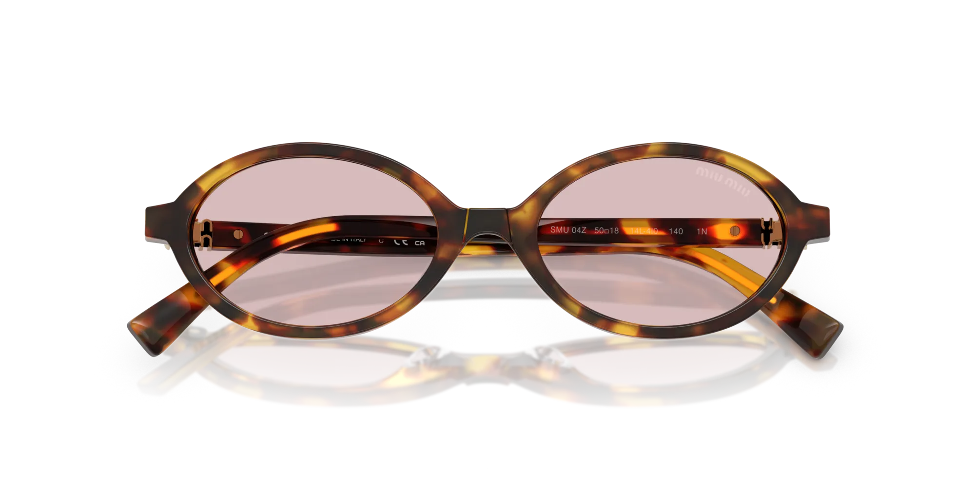 Miu Miu MU 04ZS 14L4I0 Occhiali da sole Acetato Tartaruga Rosa Rotonda Normale - immagine 2