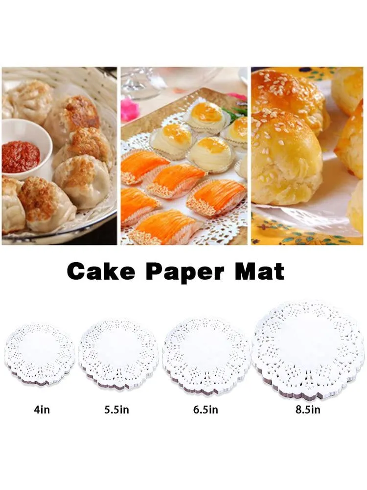Fenhua 100 Dischetti Rotondi Bianchi per Decorare Torte, Centrini di Carta Pizzo per Piatti, Cupcake, Torte, Biscotti, Tovagliette (Confezione da 100-4/5,5/8,5 Pollici) - immagine 9