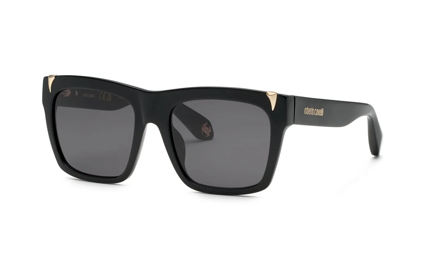 Roberto Cavalli SRC126V 700Y Occhiali da sole Acetato Nero Fumo Squadrata Normale - immagine 1