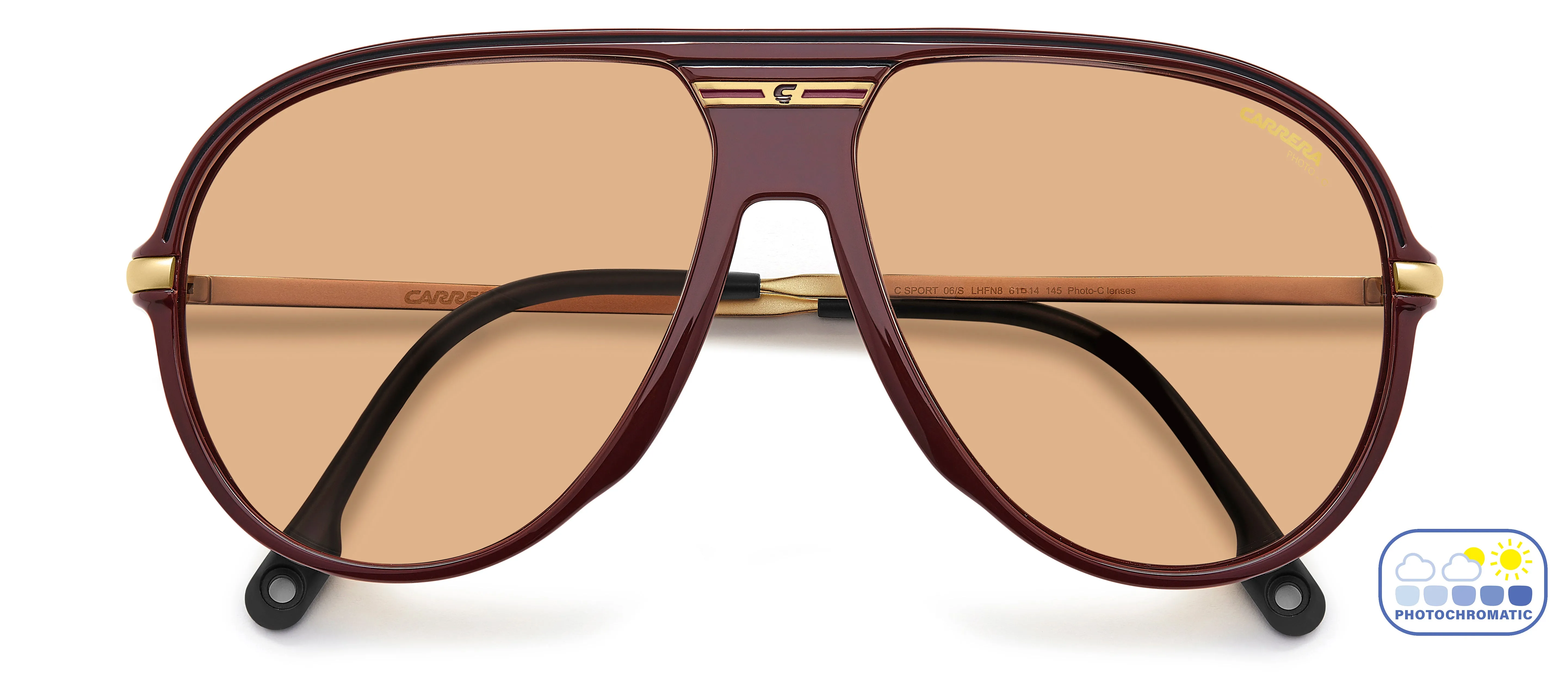 Carrera C SPORT 06/S LHF/N8 Occhiali da sole Polyamide Bordeaux Marrone Pilot Fotocromatiche - immagine 3