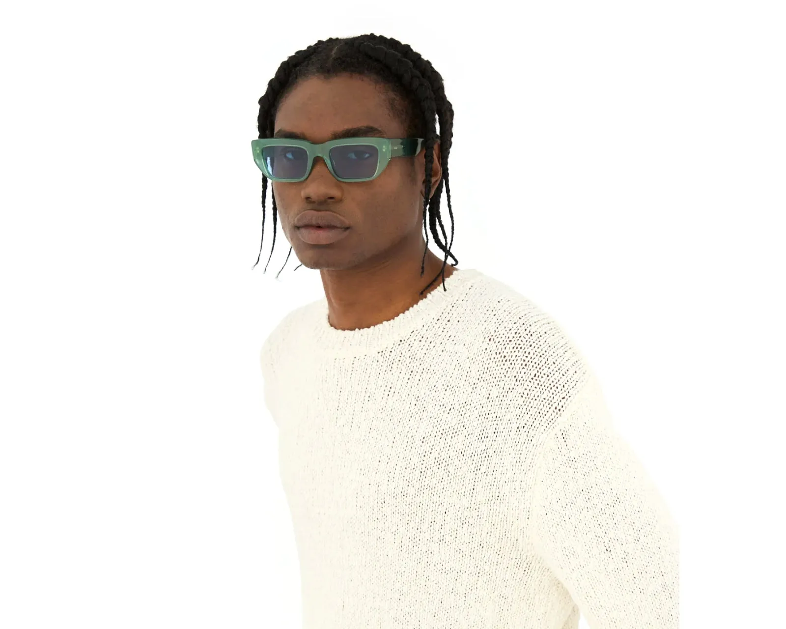Retrosuperfuture K2F Ra Sage Occhiali da sole Acetato Verde Azzurro Squadrata Normale - immagine 4