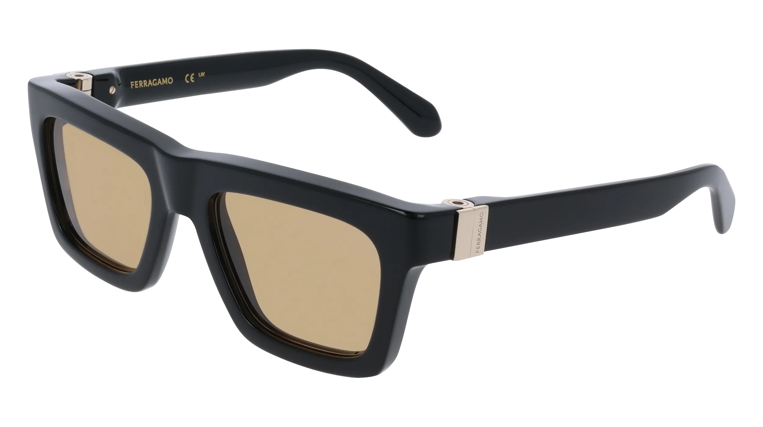 Ferragamo SF2071S 011 Occhiali da sole Acetato Nero Marrone Squadrata Normale - immagine 1