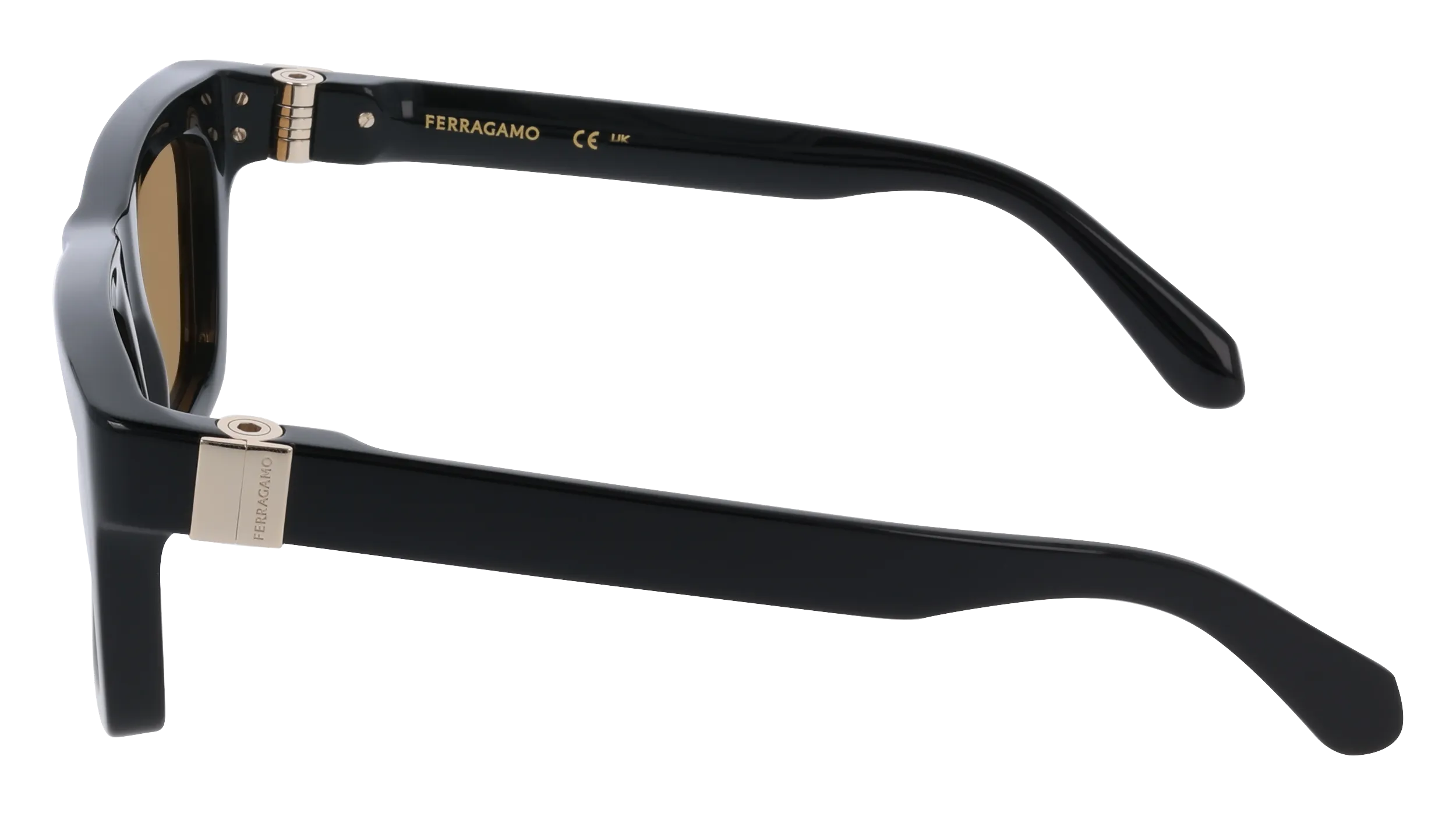 Ferragamo SF2071S 011 Occhiali da sole Acetato Nero Marrone Squadrata Normale - immagine 3
