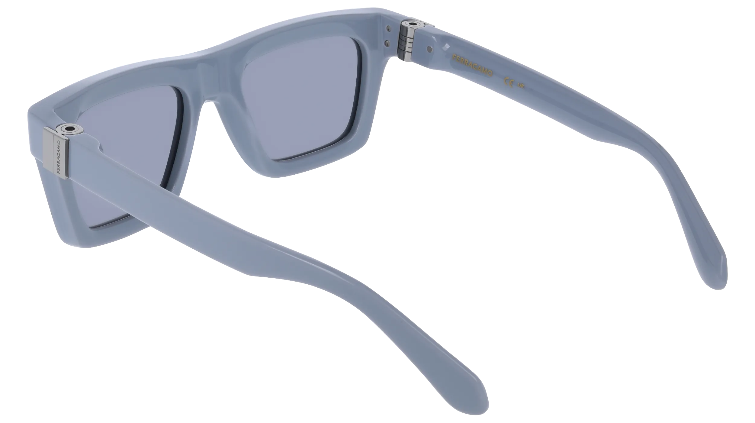 Ferragamo SF2071S 452 Occhiali da sole Acetato Azzurro Grigio Squadrata Normale - immagine 4