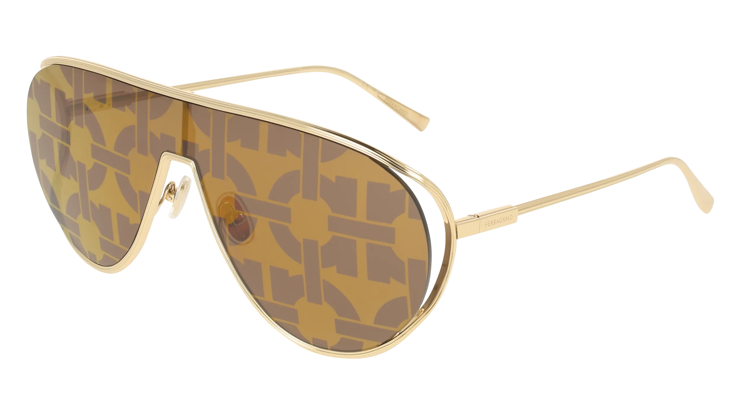 Ferragamo SF323SG 751 Occhiali da sole Metallo Oro Pilot Normale - immagine 1