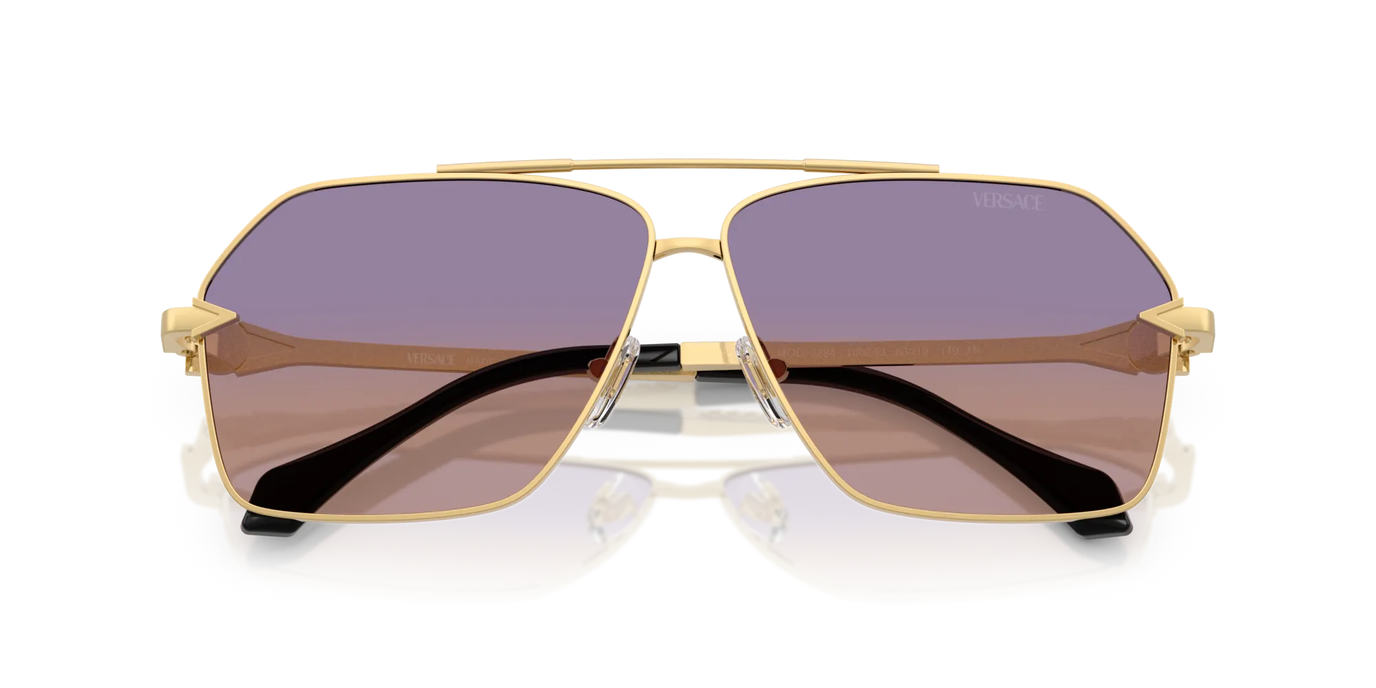 Versace VE2284 1002EL Occhiali da sole Metallo Oro Squadrata Normale Sfumato - immagine 2