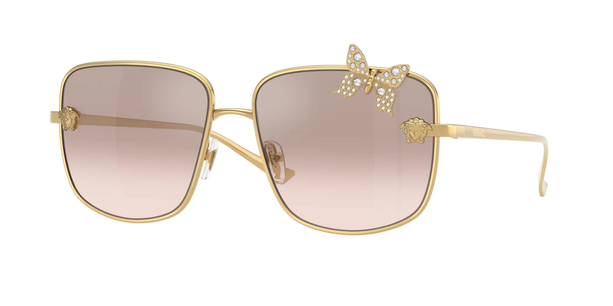 Versace VE2282 10028Z Occhiali da sole Metallo Oro Squadrata Normale Sfumato - immagine 1