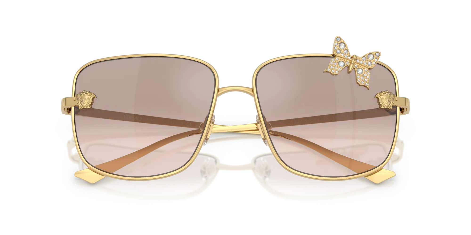 Versace VE2282 10028Z Occhiali da sole Metallo Oro Squadrata Normale Sfumato - immagine 2