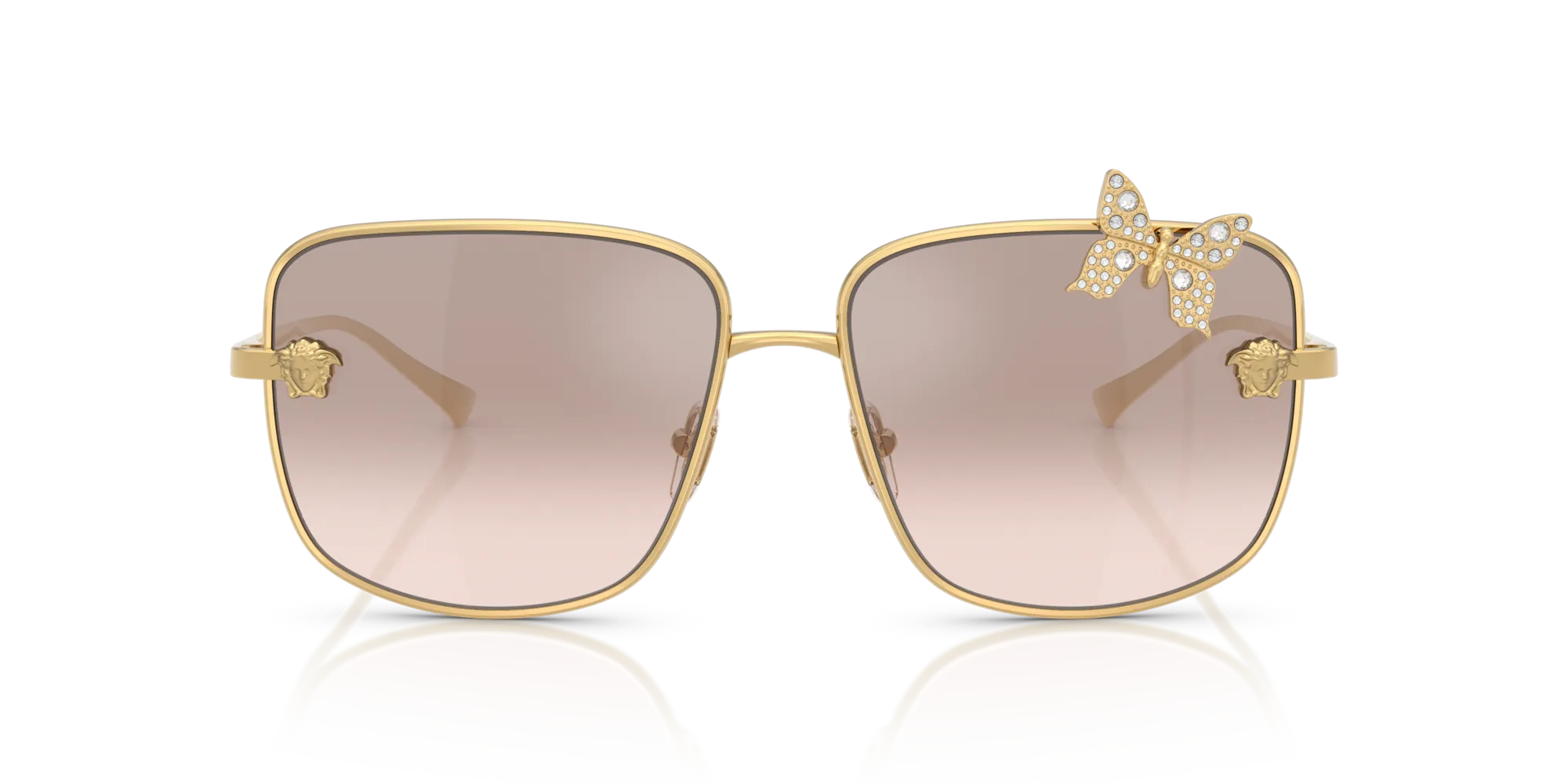 Versace VE2282 10028Z Occhiali da sole Metallo Oro Squadrata Normale Sfumato - immagine 3